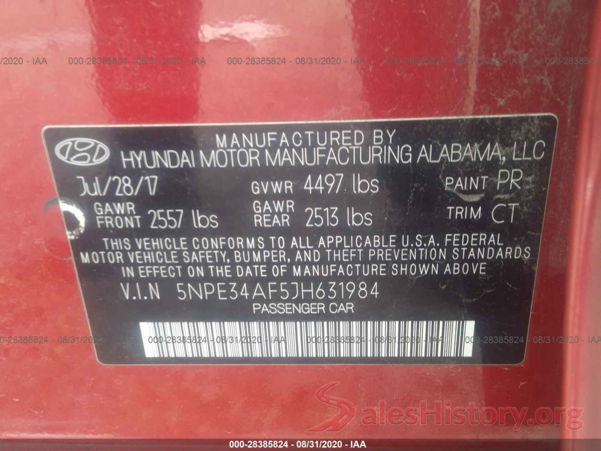 5NPE34AF5JH631984 2018 HYUNDAI SONATA