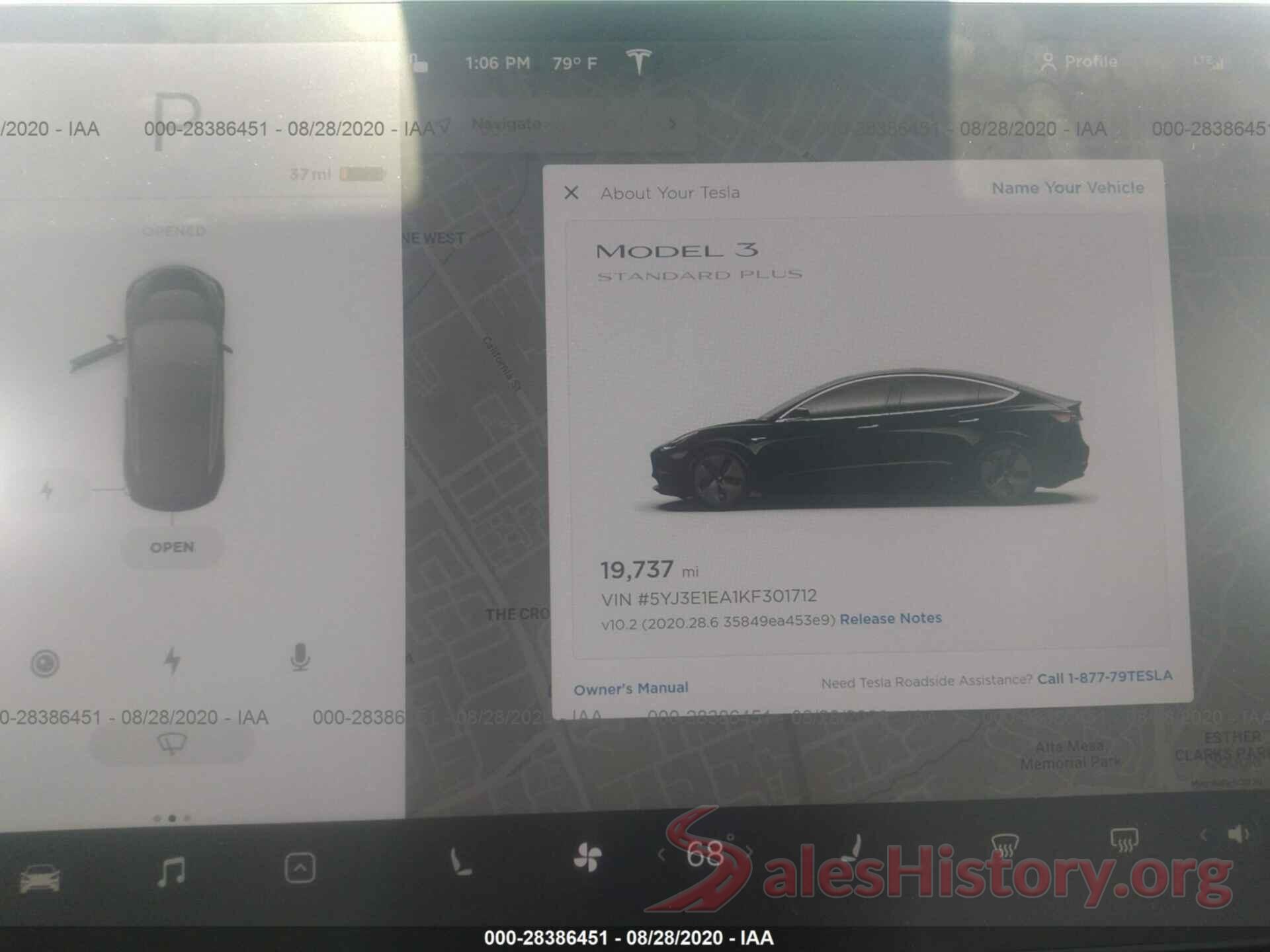 5YJ3E1EA1KF301712 2019 TESLA MODEL 3