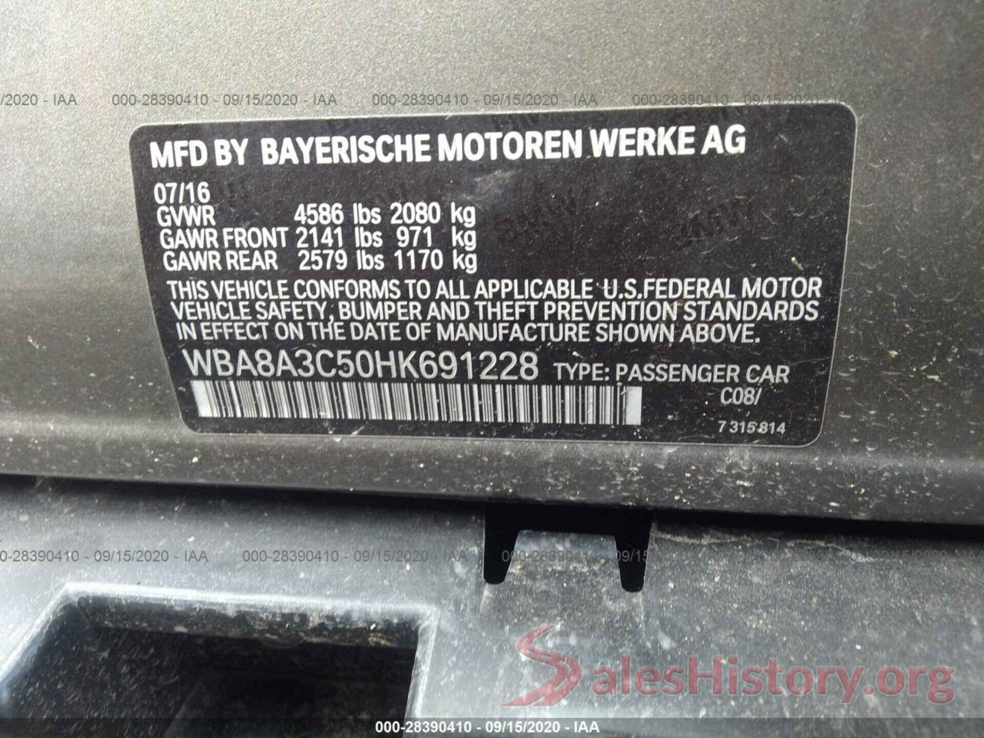 WBA8A3C50HK691228 2017 BMW 3 SERIES