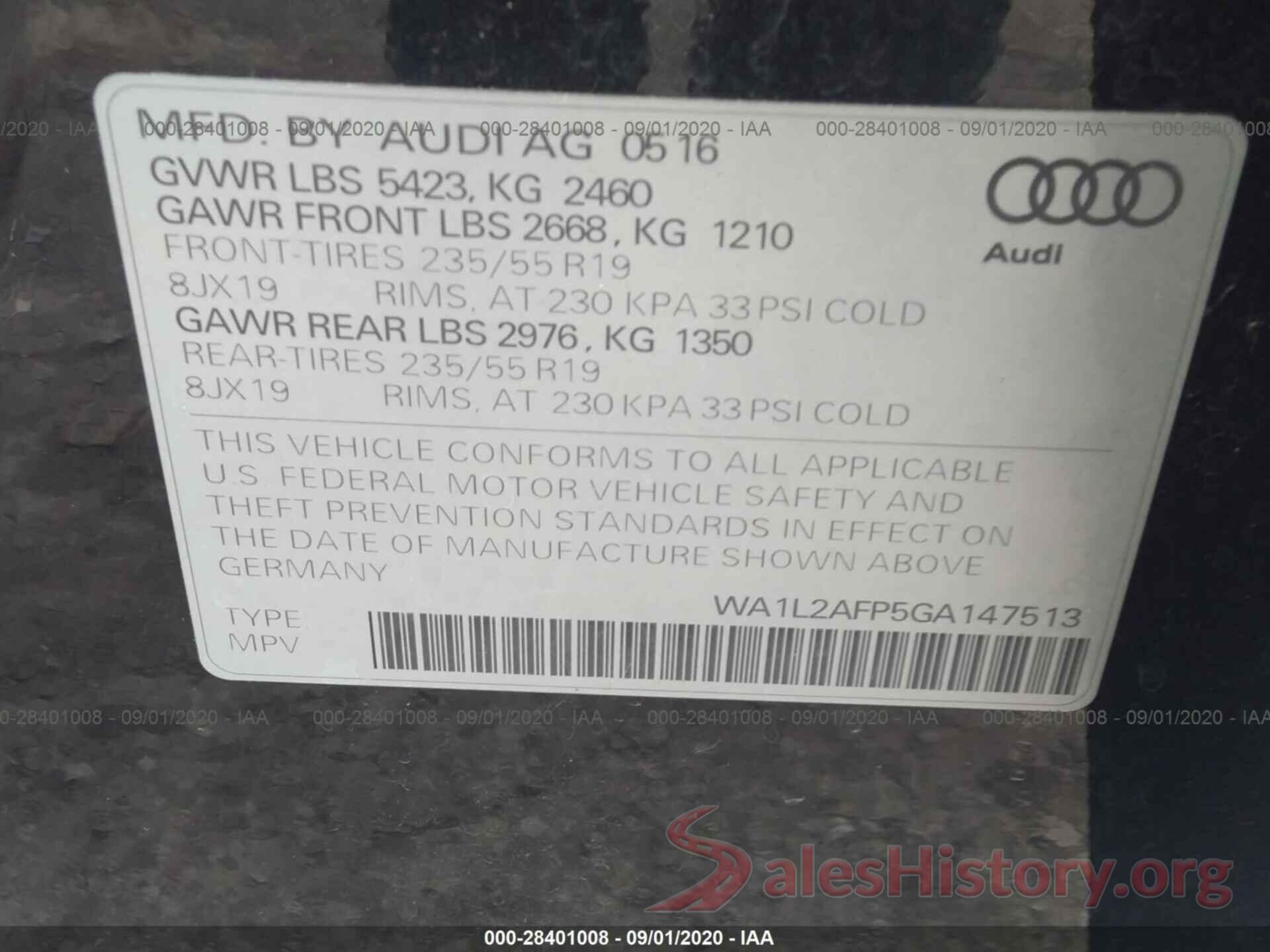 WA1L2AFP5GA147513 2016 AUDI Q5