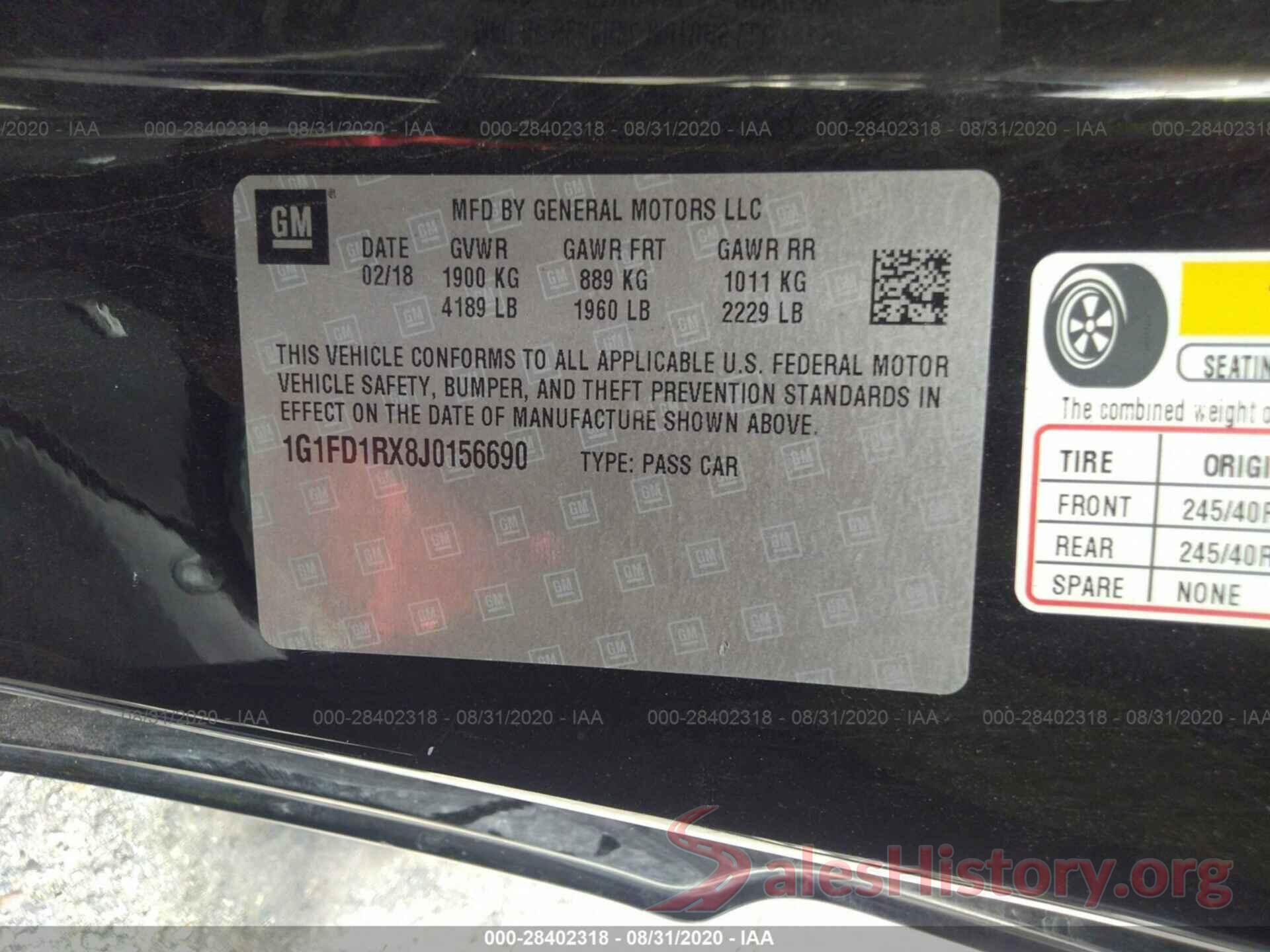 1G1FD1RX8J0156690 2018 CHEVROLET CAMARO