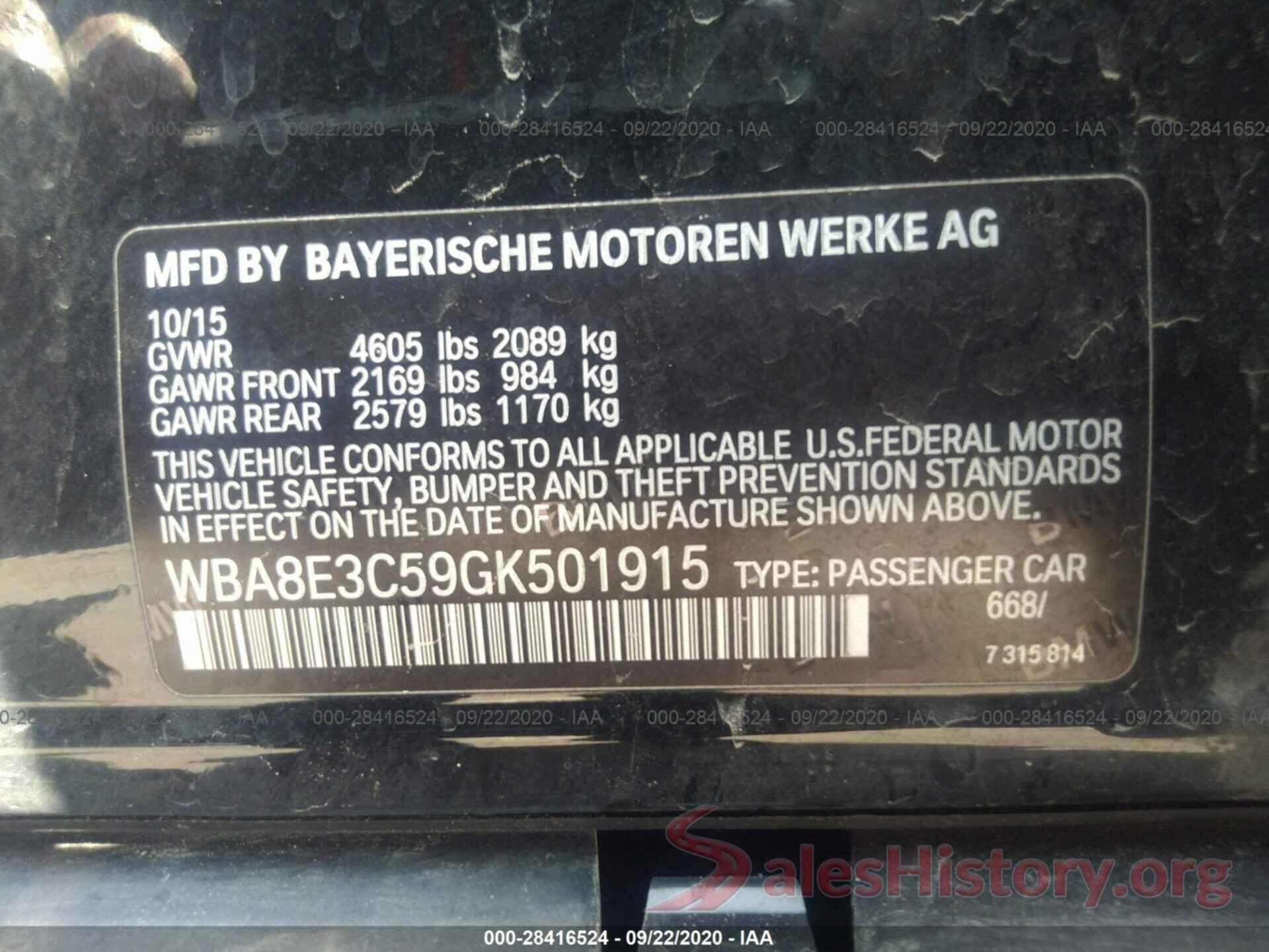 WBA8E3C59GK501915 2016 BMW 3 SERIES