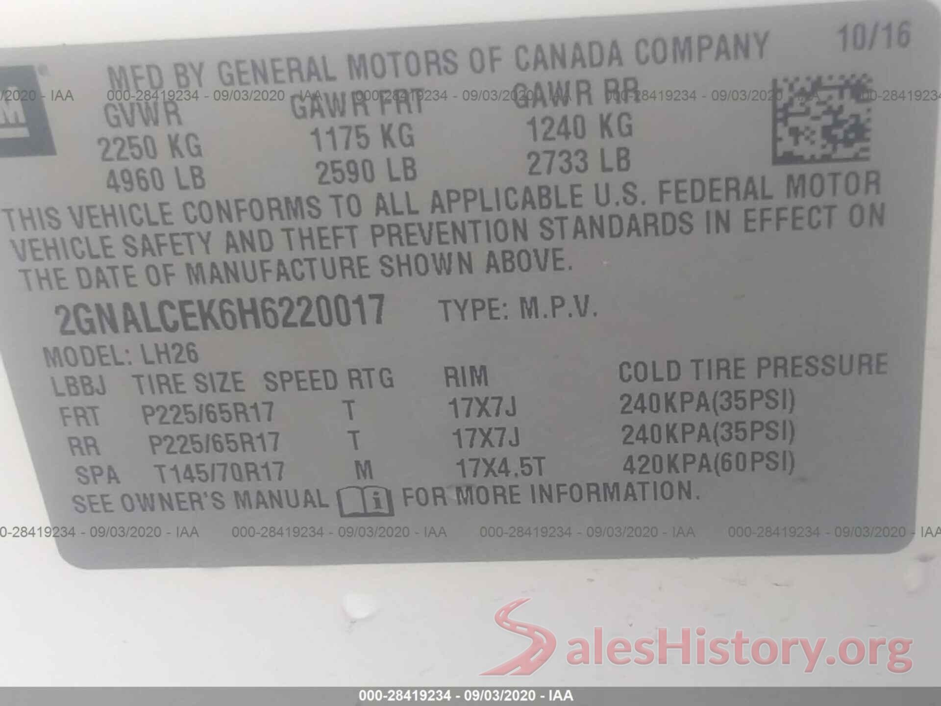 2GNALCEK6H6220017 2017 CHEVROLET EQUINOX