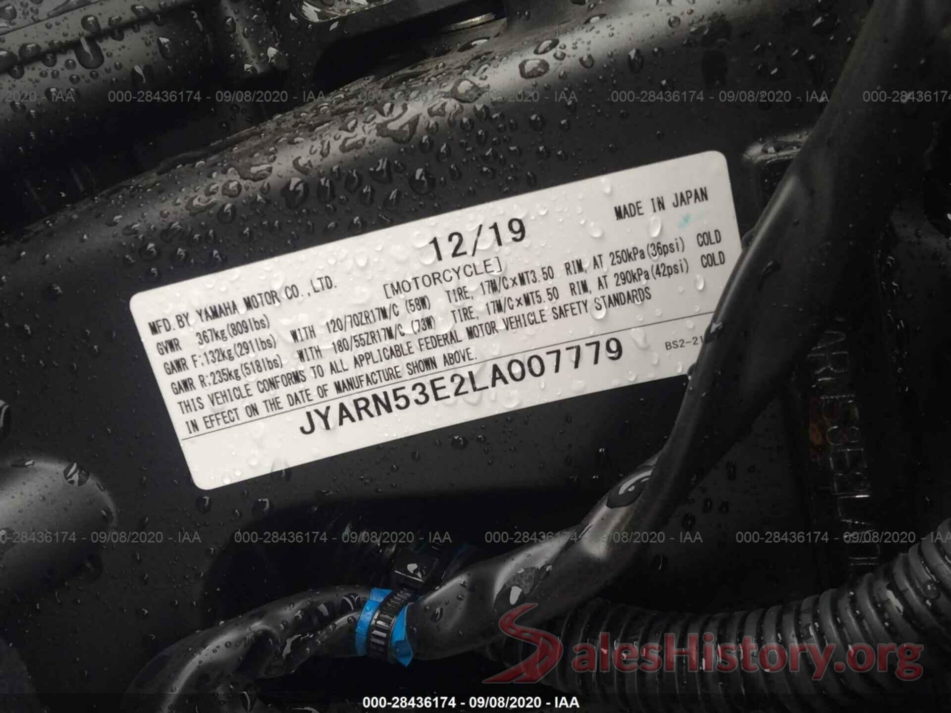 JYARN53E2LA007779 2020 YAMAHA MT09