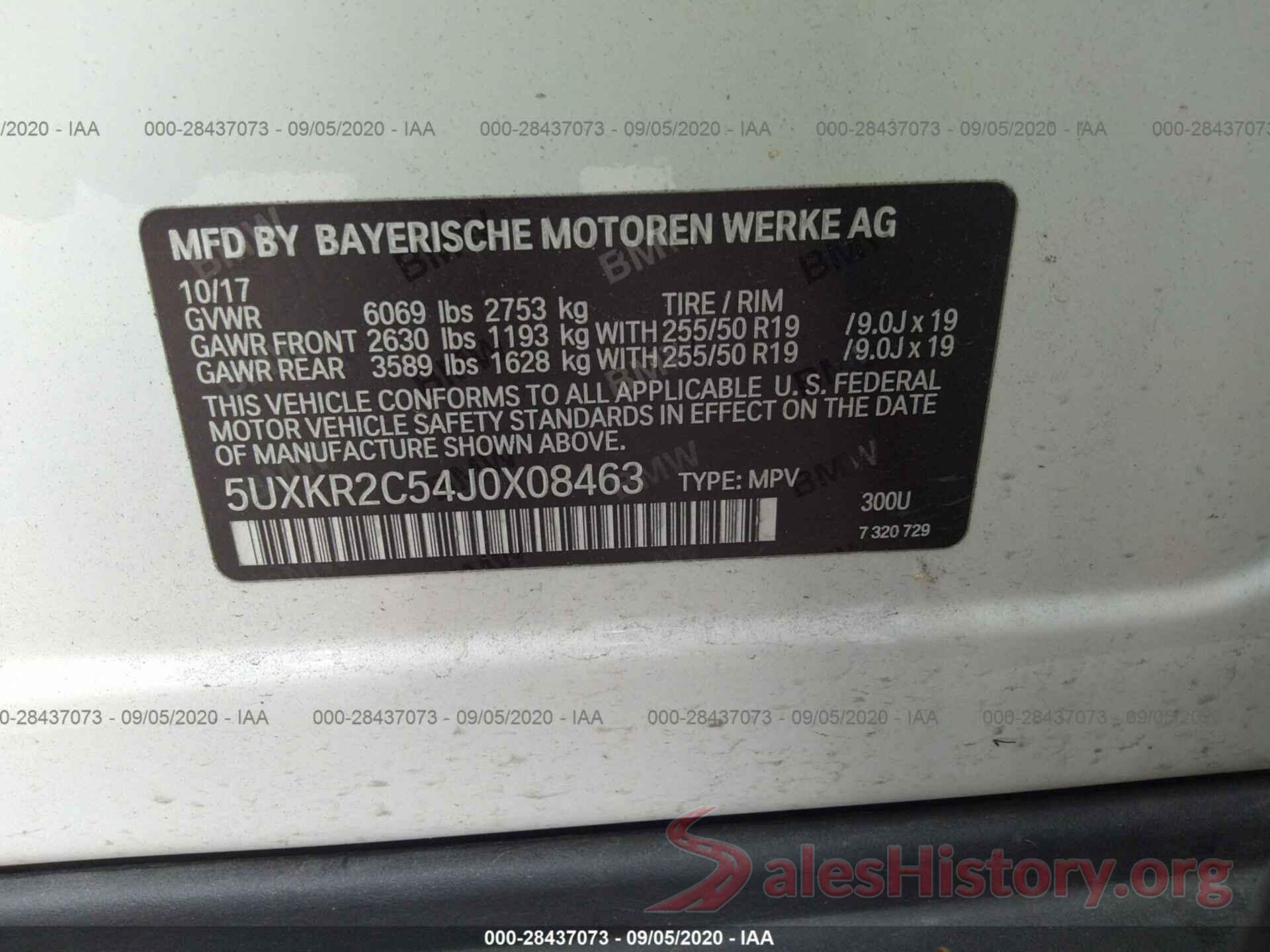 5UXKR2C54J0X08463 2018 BMW X5