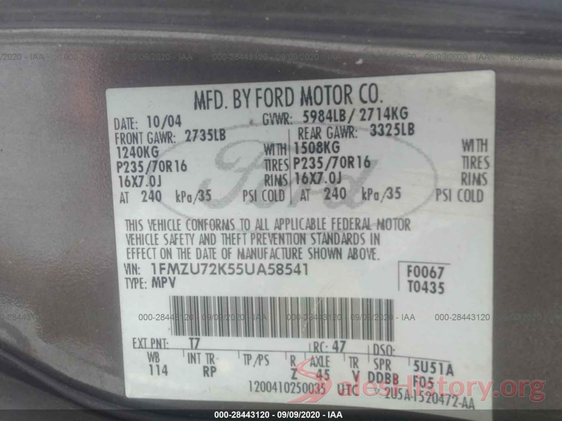 3KPFL4A75HE126717 2005 FORD EXPLORER