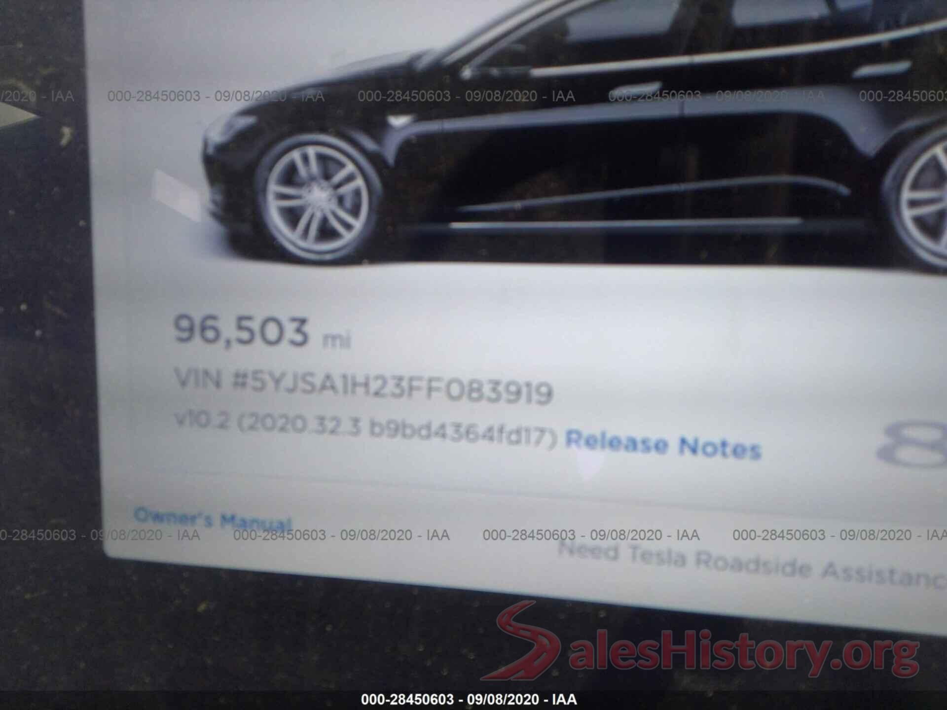 5YJSA1H23FF083919 2015 TESLA MODEL S