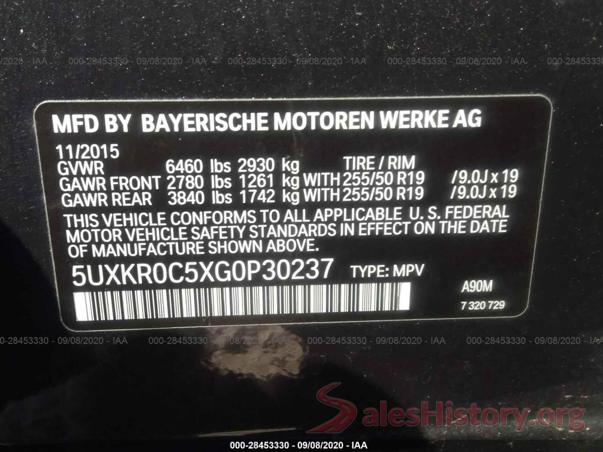 5UXKR0C5XG0P30237 2016 BMW X5