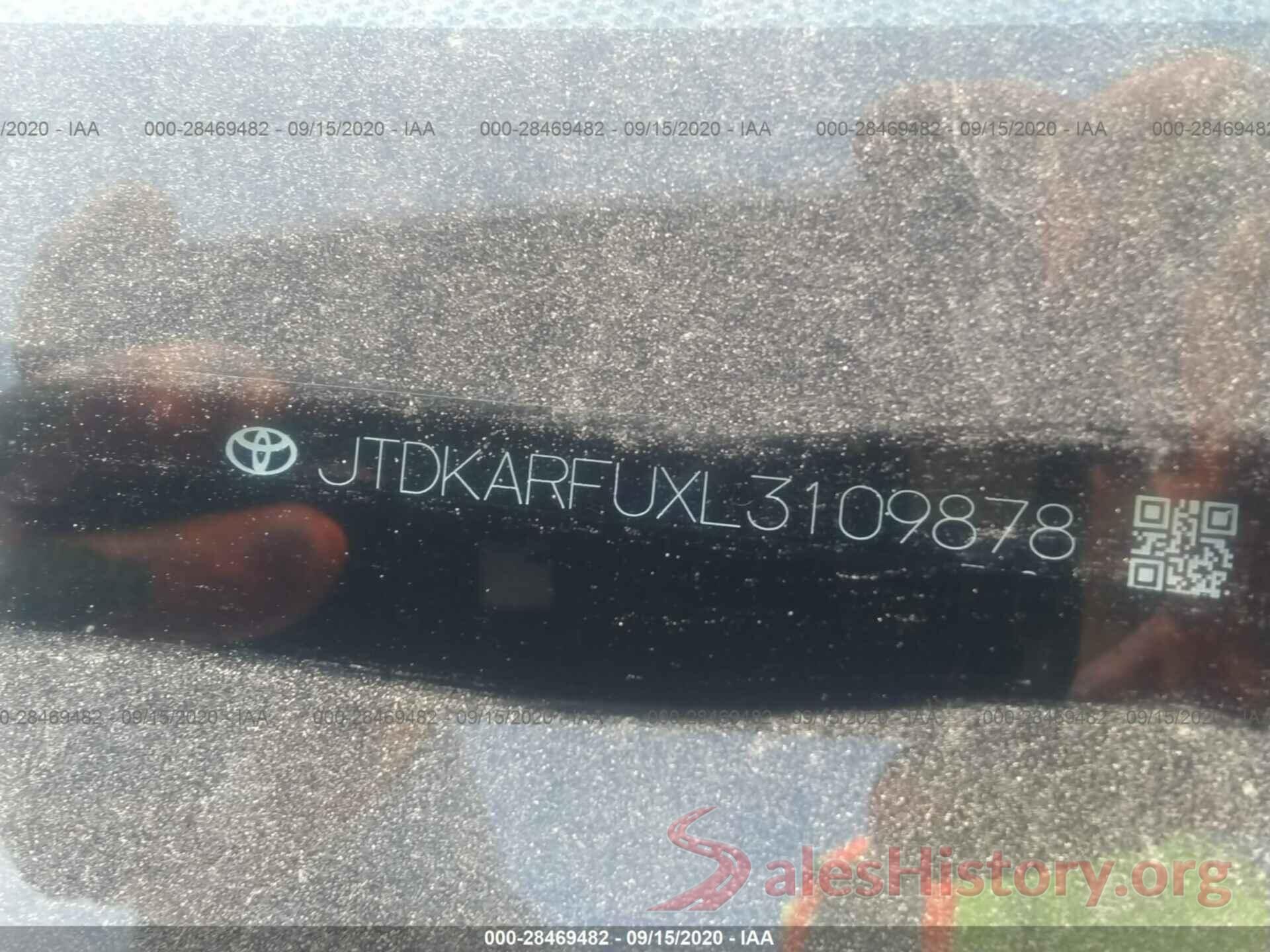 JTDKARFUXL3109878 2020 TOYOTA PRIUS