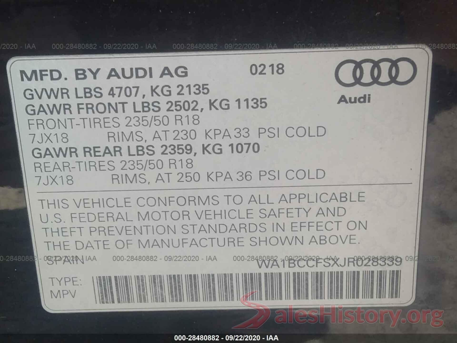 WA1BCCFSXJR028339 2018 AUDI Q3