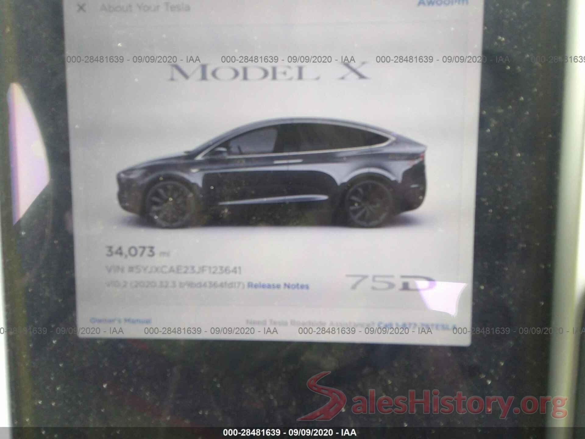 5YJXCAE23JF123641 2018 TESLA MODEL X