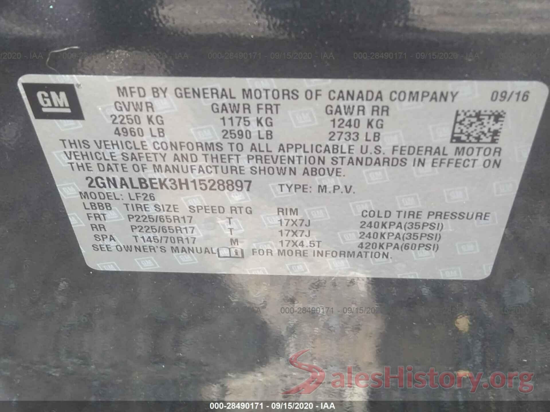 2GNALBEK3H1528897 2017 CHEVROLET EQUINOX