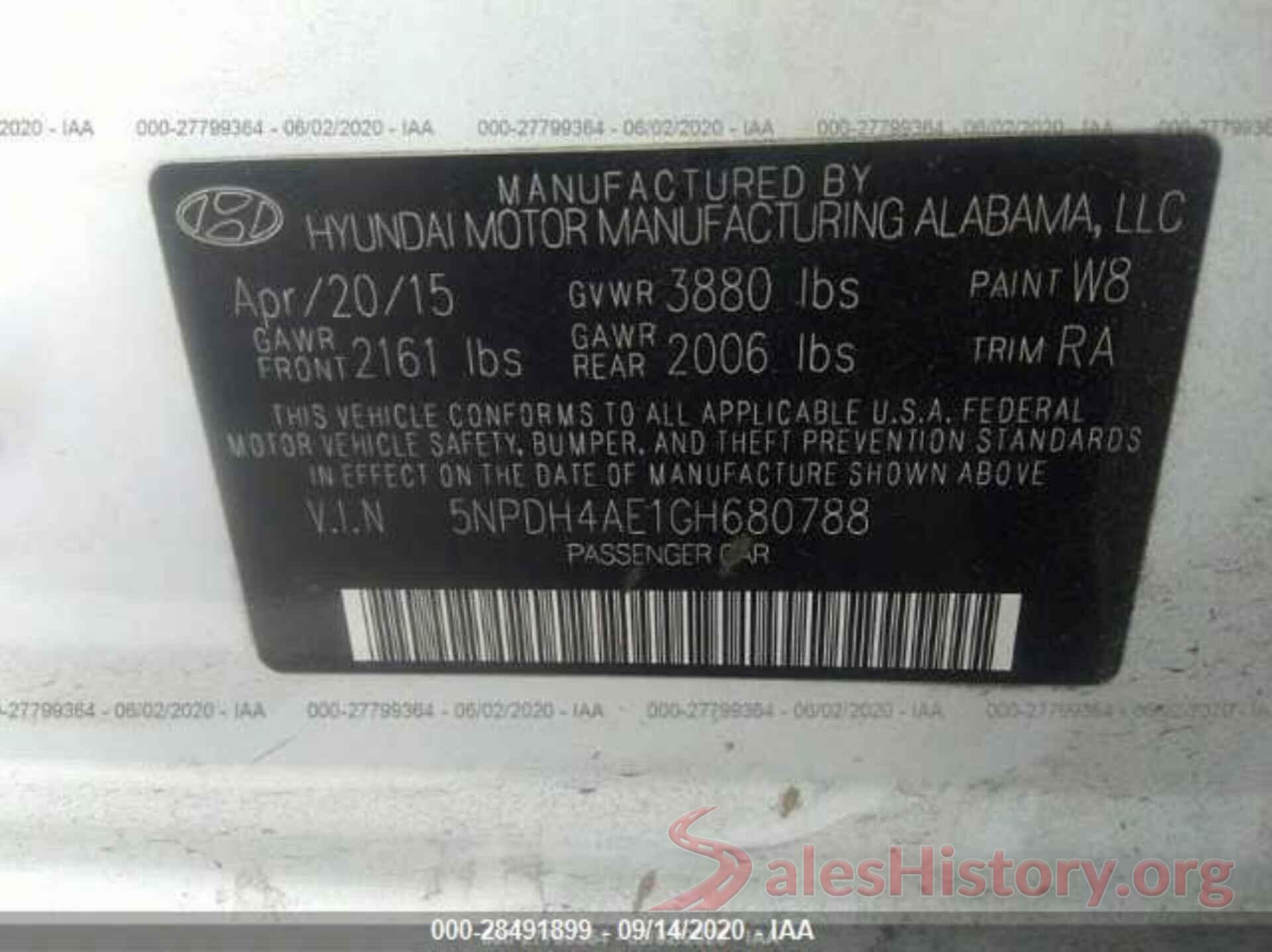 5NPDH4AE1GH680788 2016 HYUNDAI ELANTRA