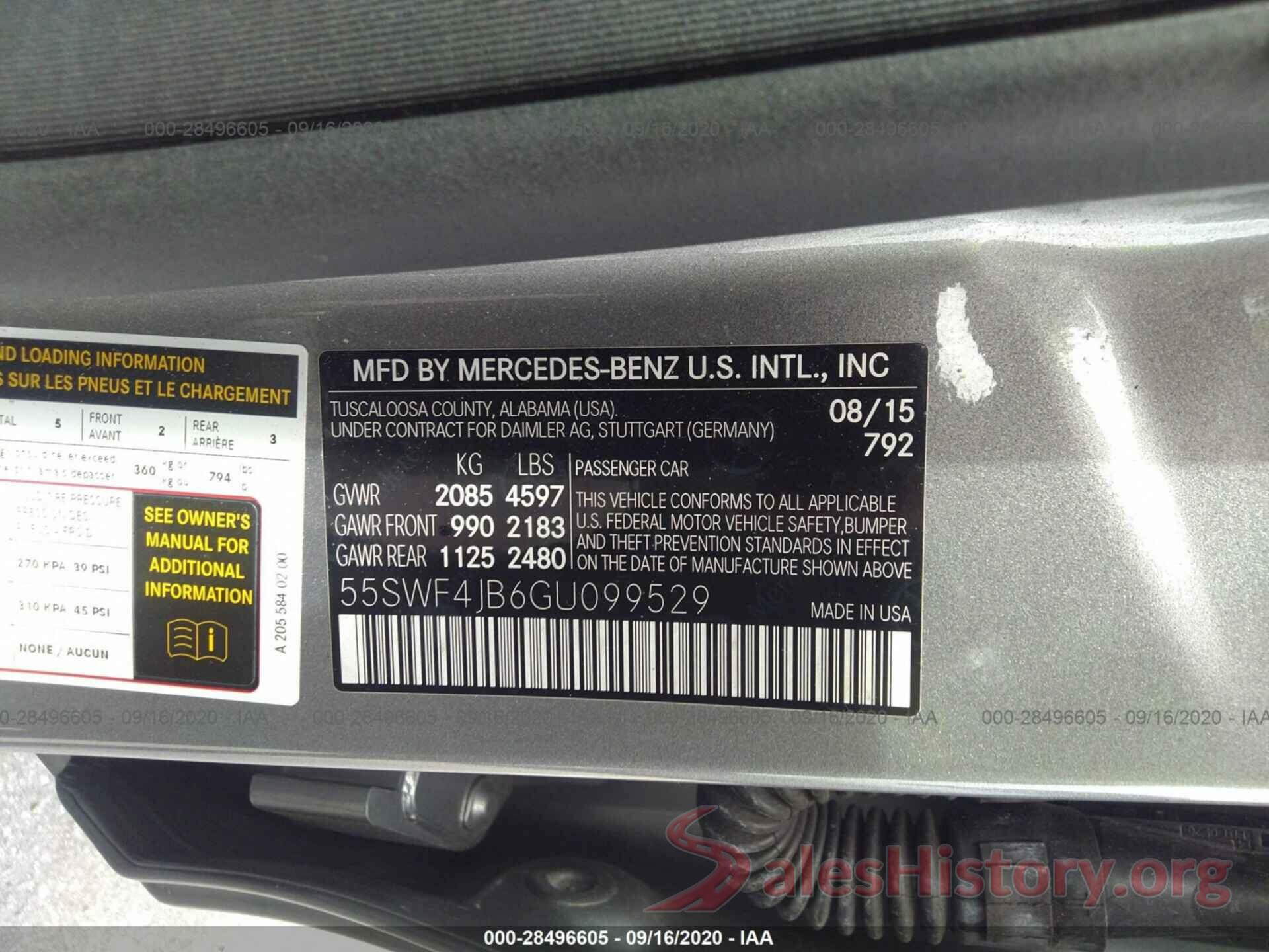 55SWF4JB6GU099529 2016 MERCEDES-BENZ C-CLASS