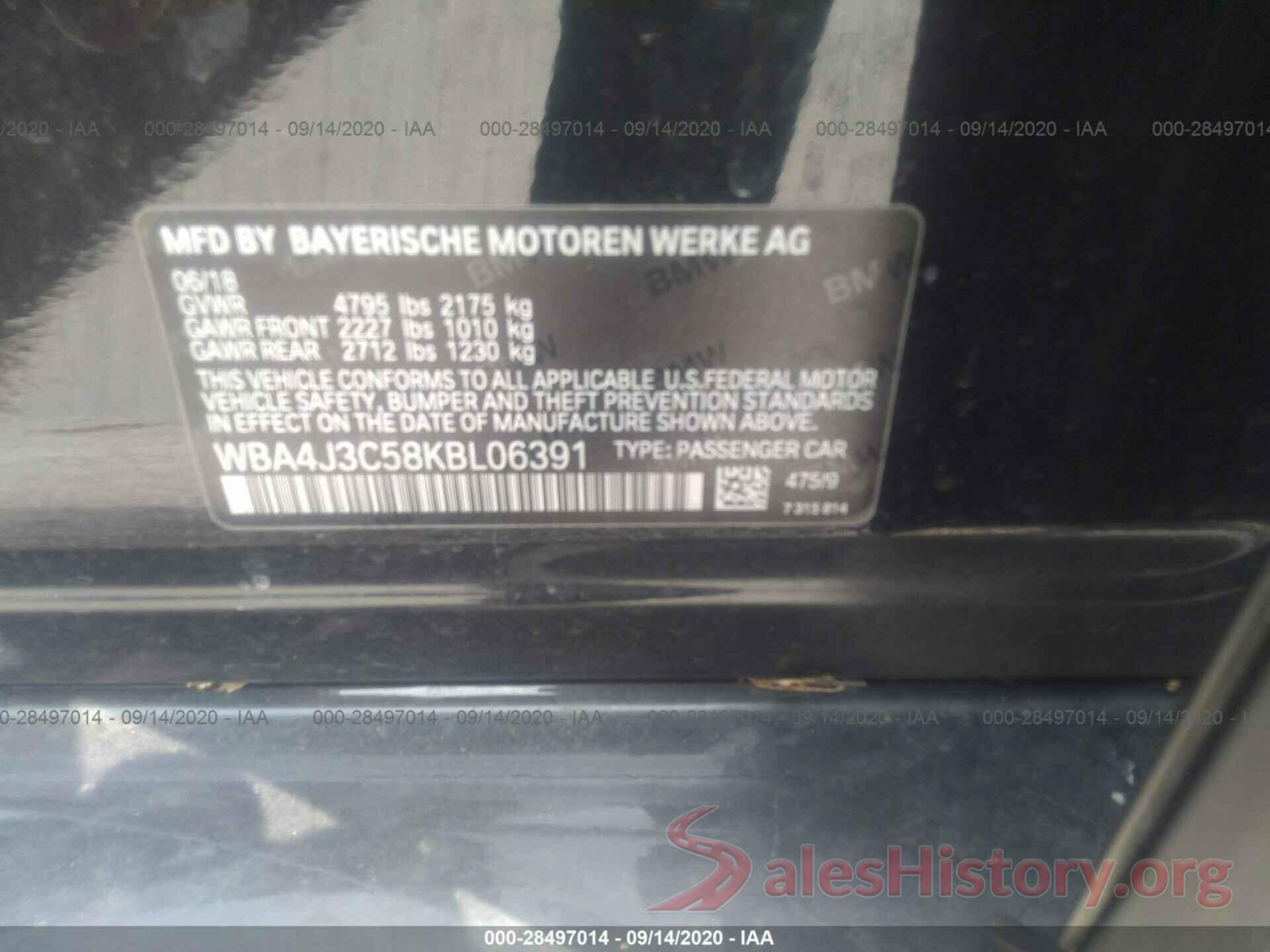 WBA4J3C58KBL06391 2019 BMW 4 SERIES