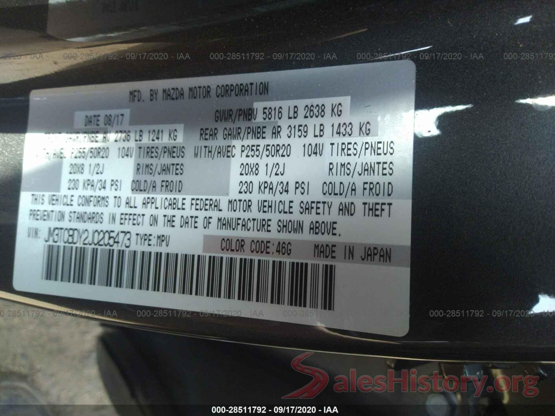 JM3TCBDY2J0205473 2018 MAZDA CX-9