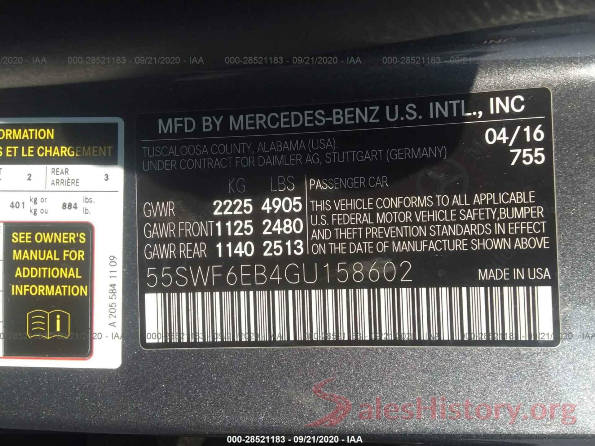 55SWF6EB4GU158602 2016 MERCEDES-BENZ C-CLASS