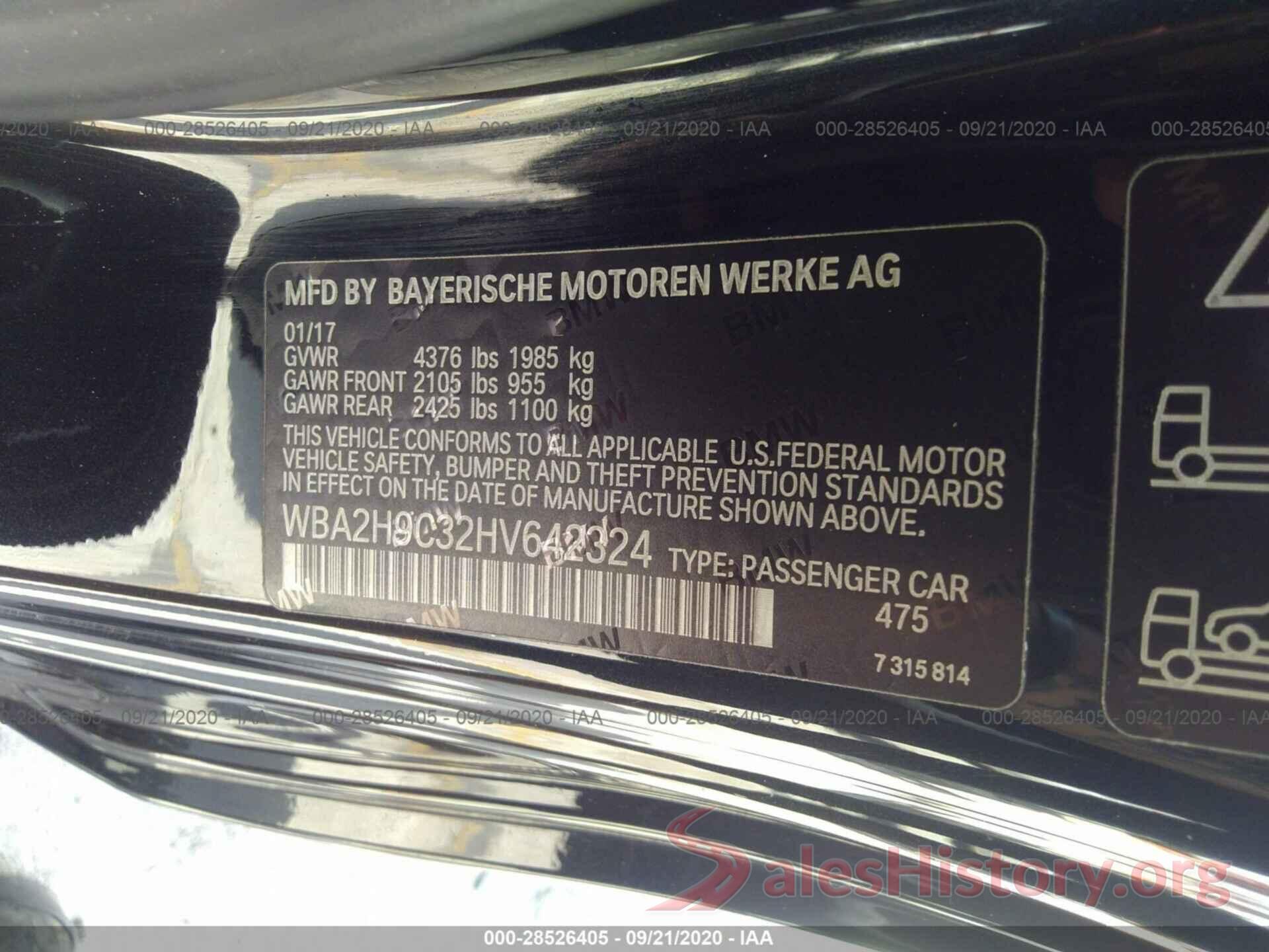 WBA2H9C32HV642324 2017 BMW 2 SERIES