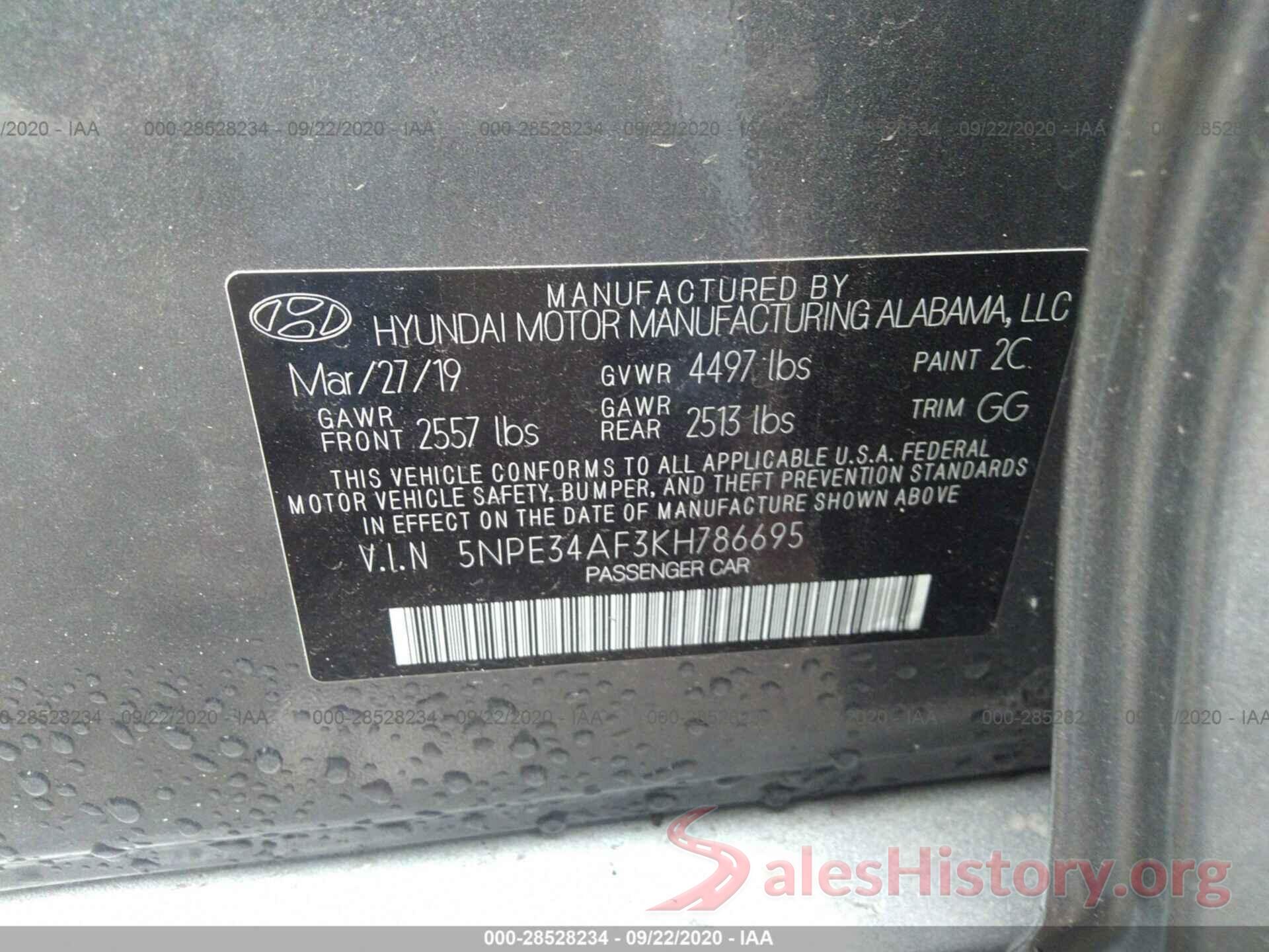 5NPE34AF3KH786695 2019 HYUNDAI SONATA