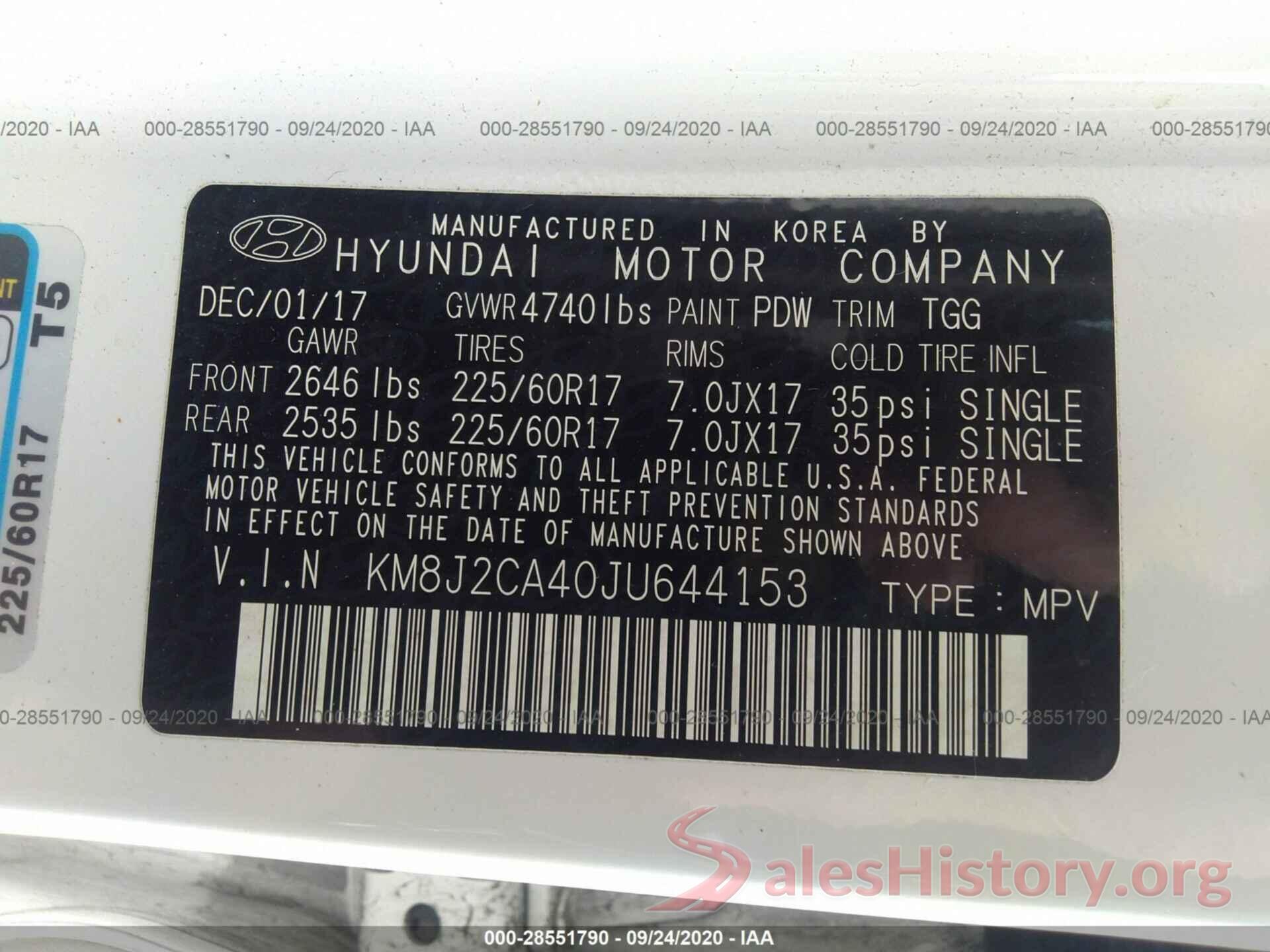 KM8J2CA40JU644153 2018 HYUNDAI TUCSON