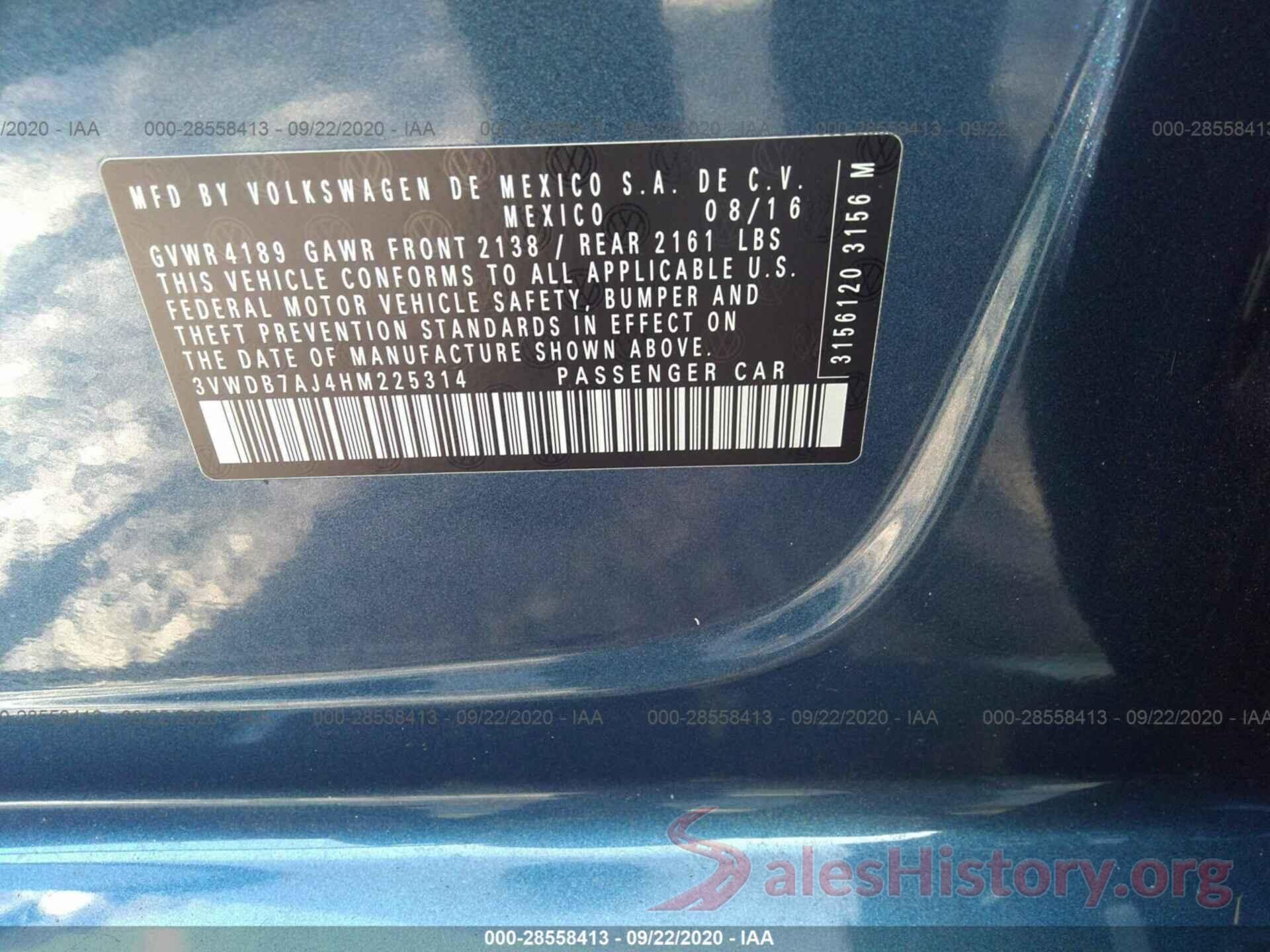 3VWDB7AJ4HM225314 2017 VOLKSWAGEN JETTA