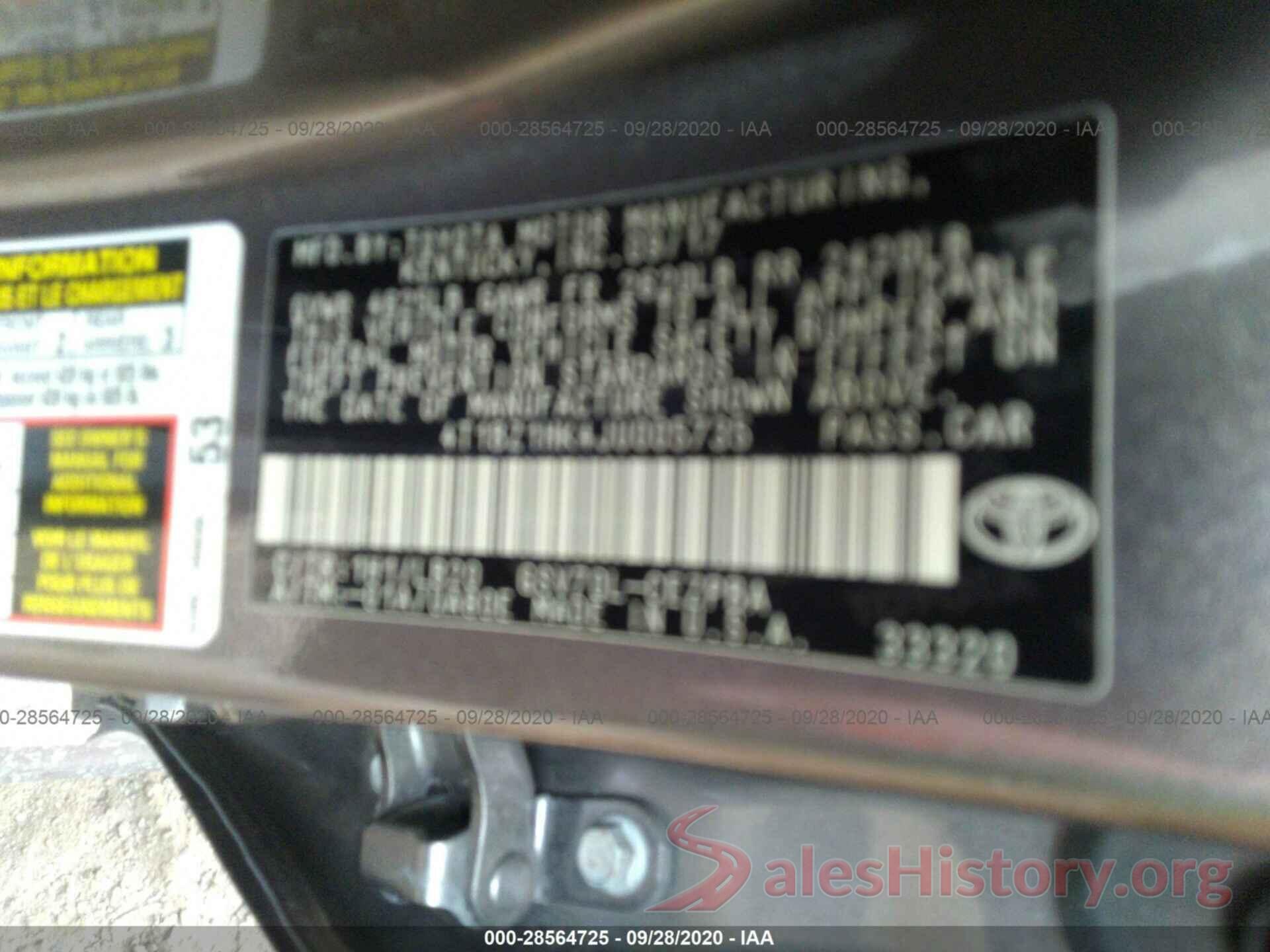 4T1BZ1HK4JU005735 2018 TOYOTA CAMRY