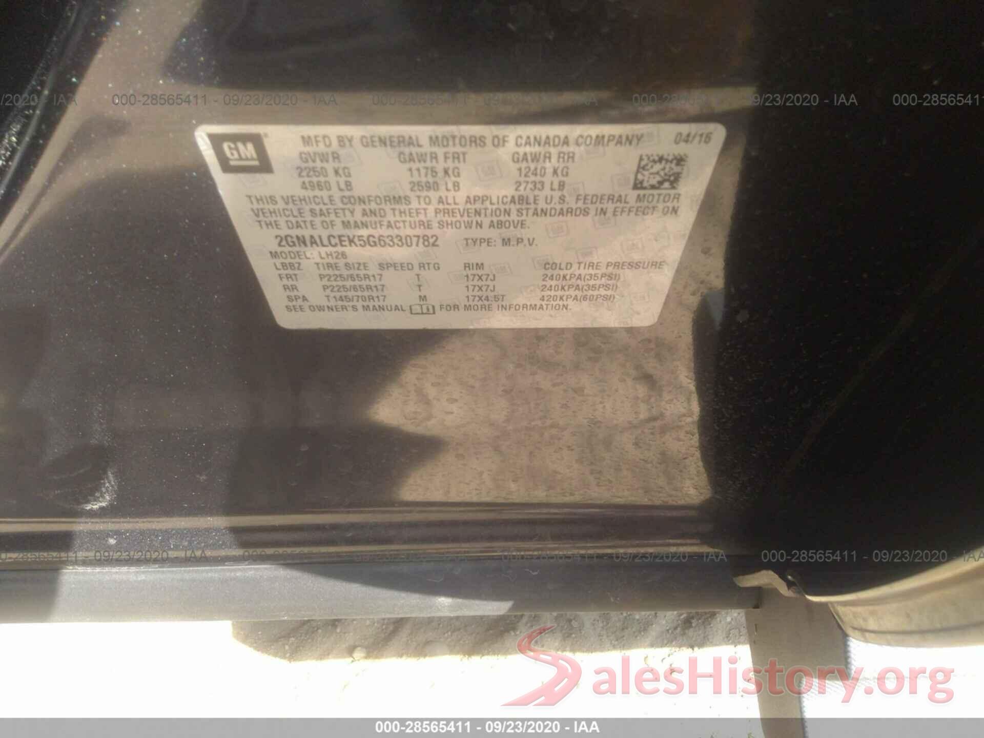 2GNALCEK5G6330782 2016 CHEVROLET EQUINOX