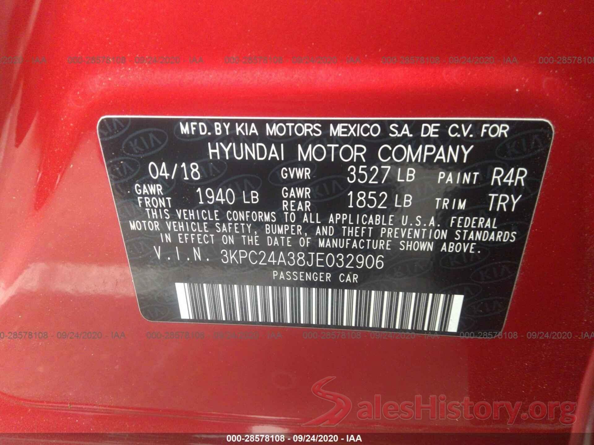 3KPC24A38JE032906 2018 HYUNDAI ACCENT