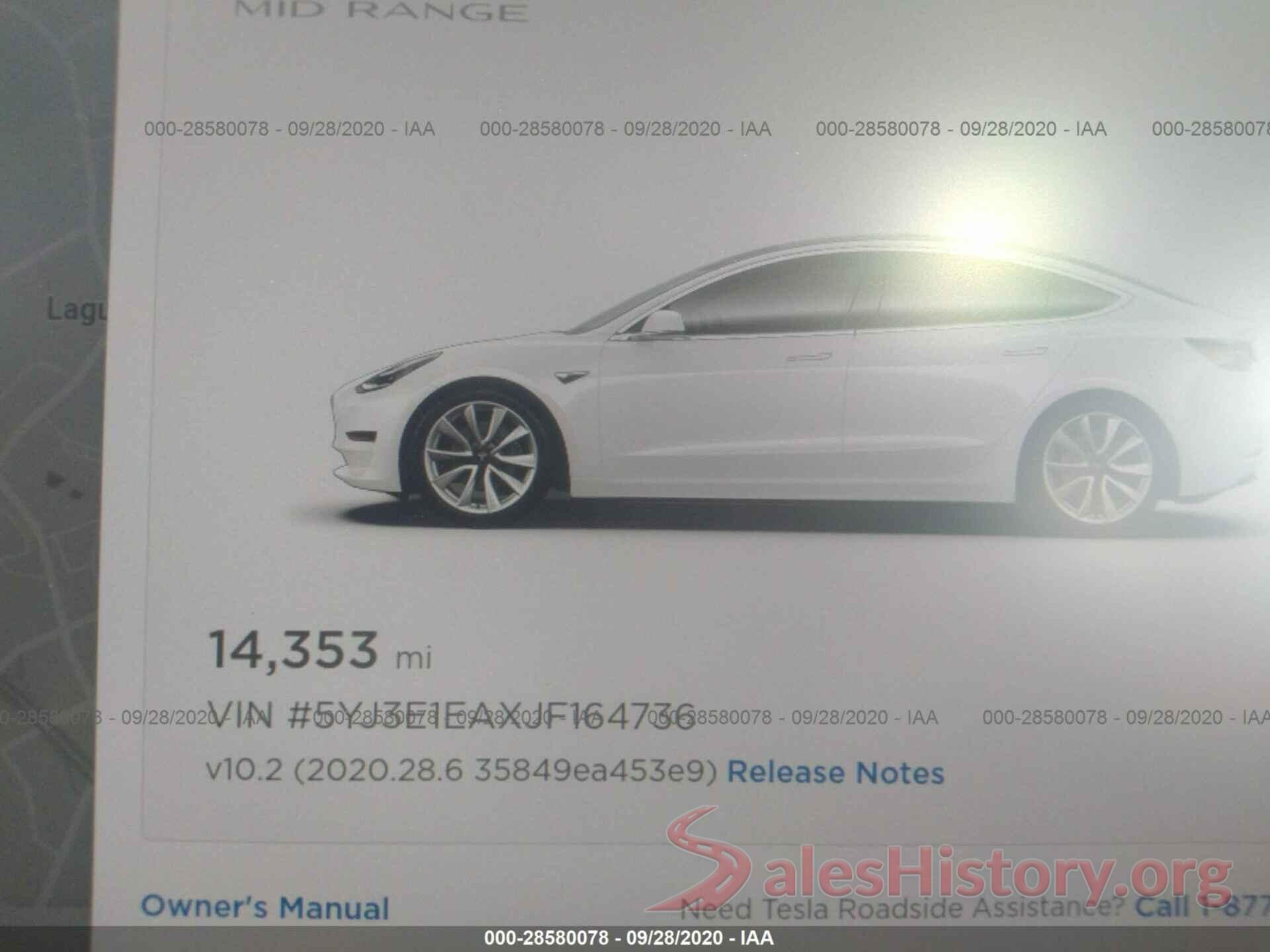 5YJ3E1EAXJF164736 2018 TESLA MODEL 3