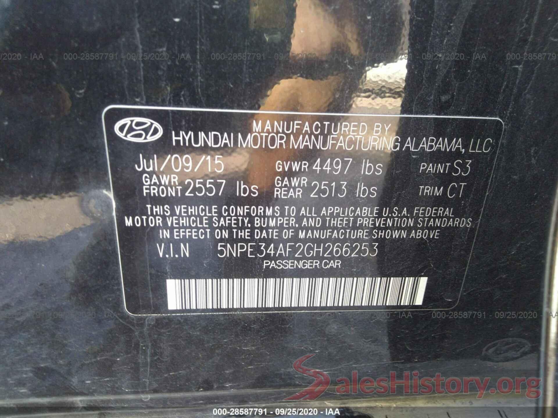 5NPE34AF2GH266253 2016 HYUNDAI SONATA