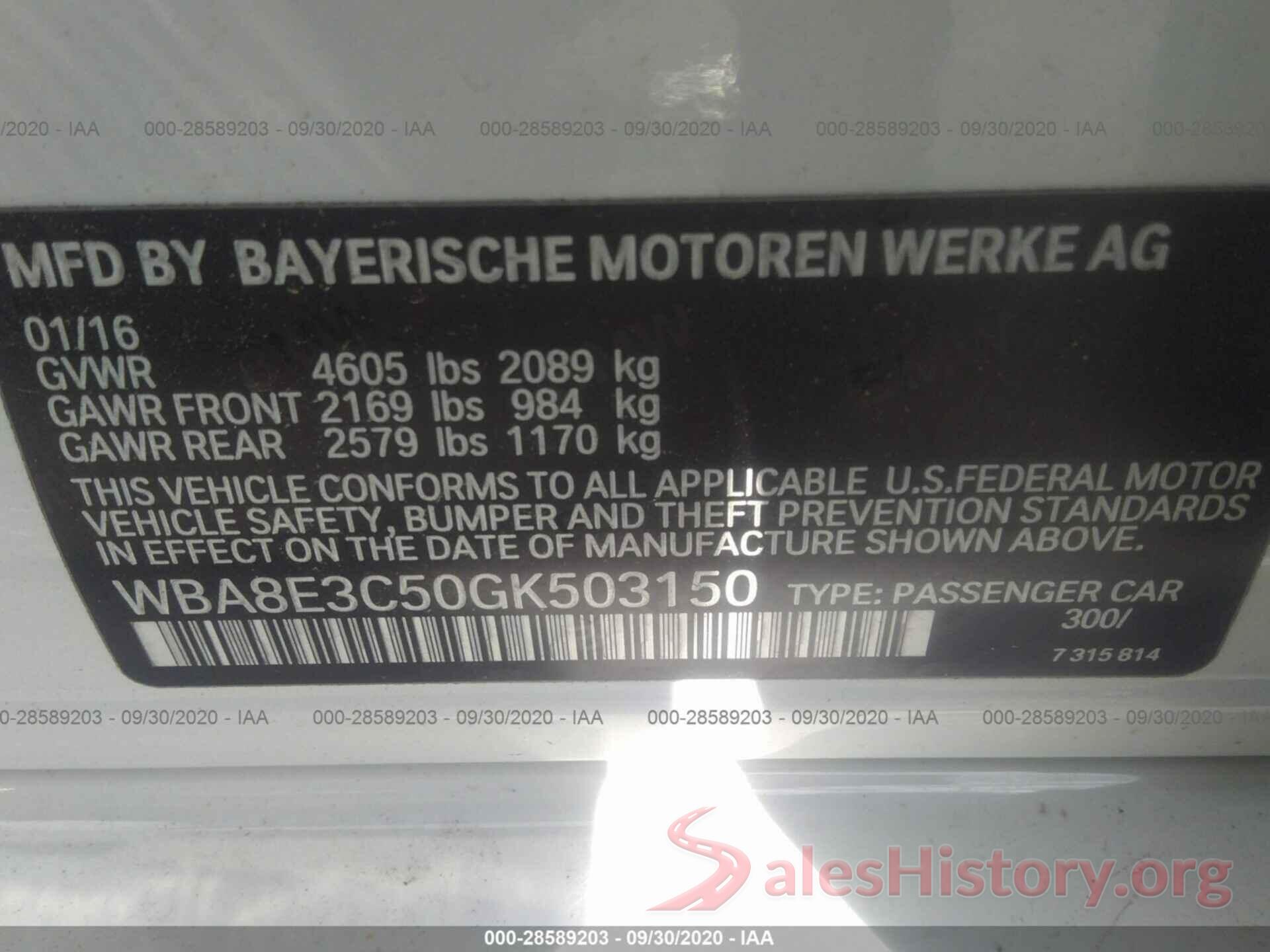 WBA8E3C50GK503150 2016 BMW 3 SERIES