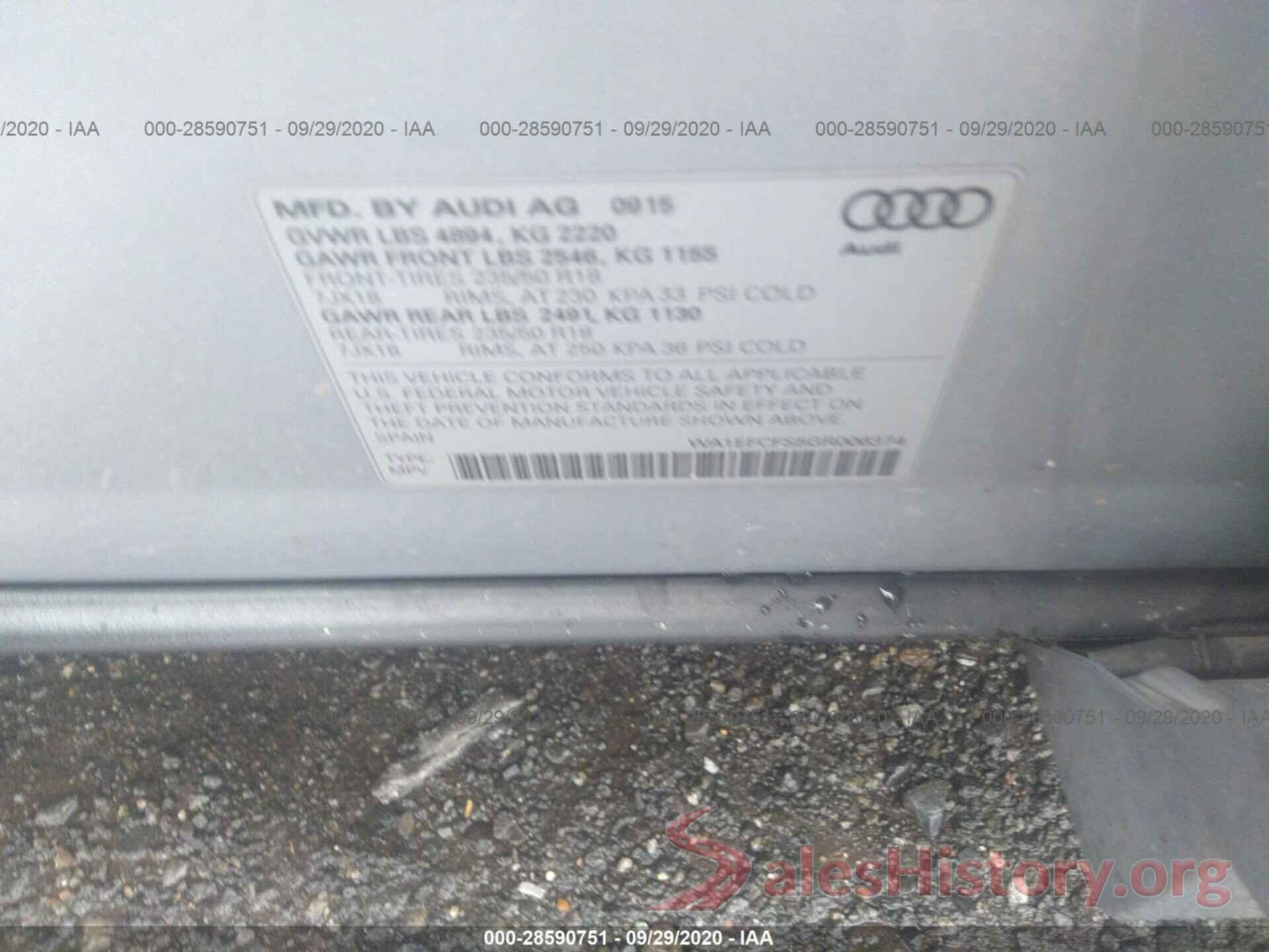 WA1EFCFS5GR006374 2016 AUDI Q3