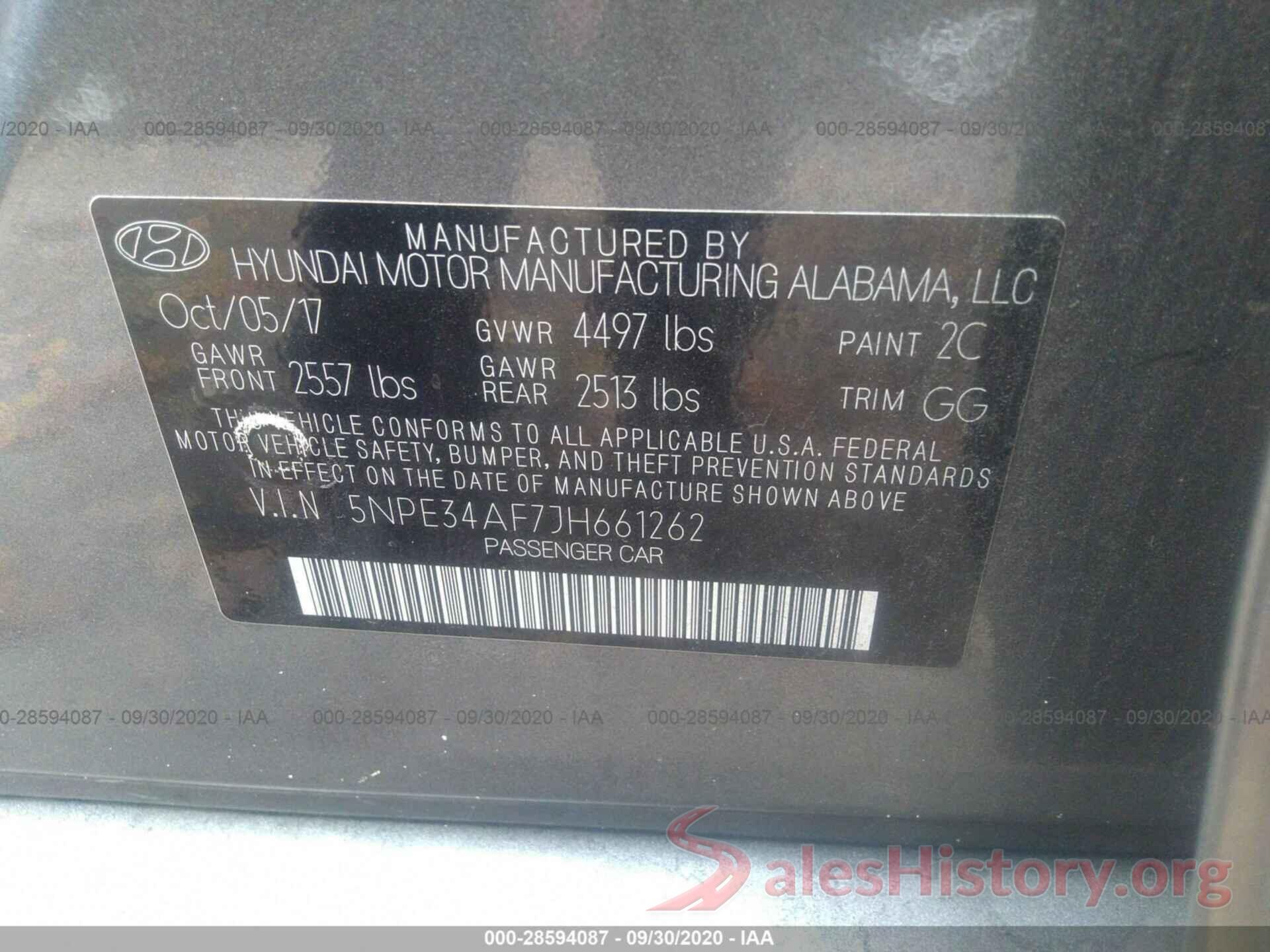 5NPE34AF7JH661262 2018 HYUNDAI SONATA