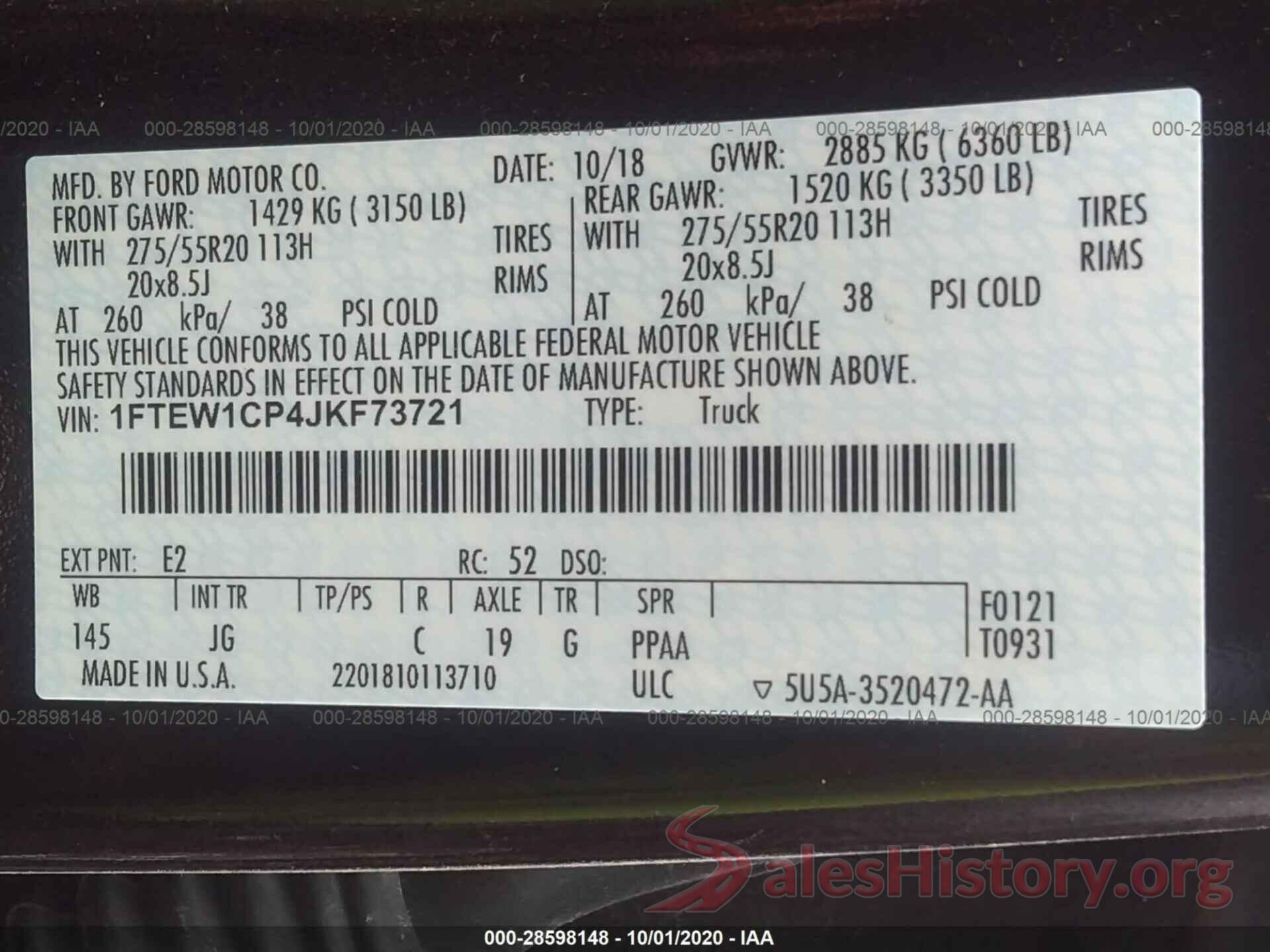 1FTEW1CP4JKF73721 2018 FORD F-150