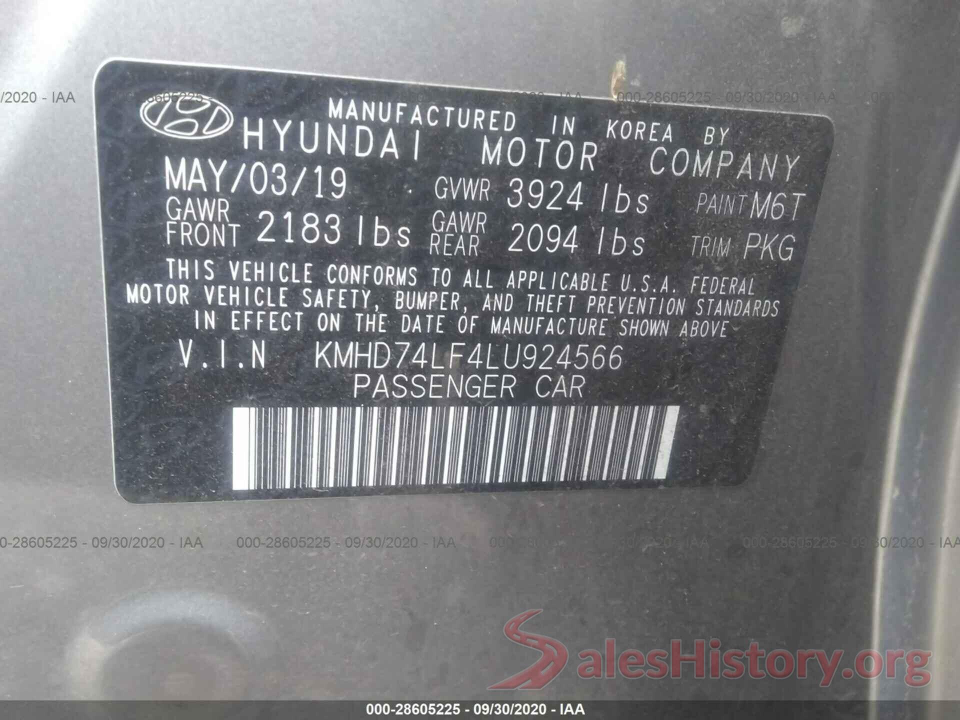 KMHD74LF4LU924566 2020 HYUNDAI ELANTRA