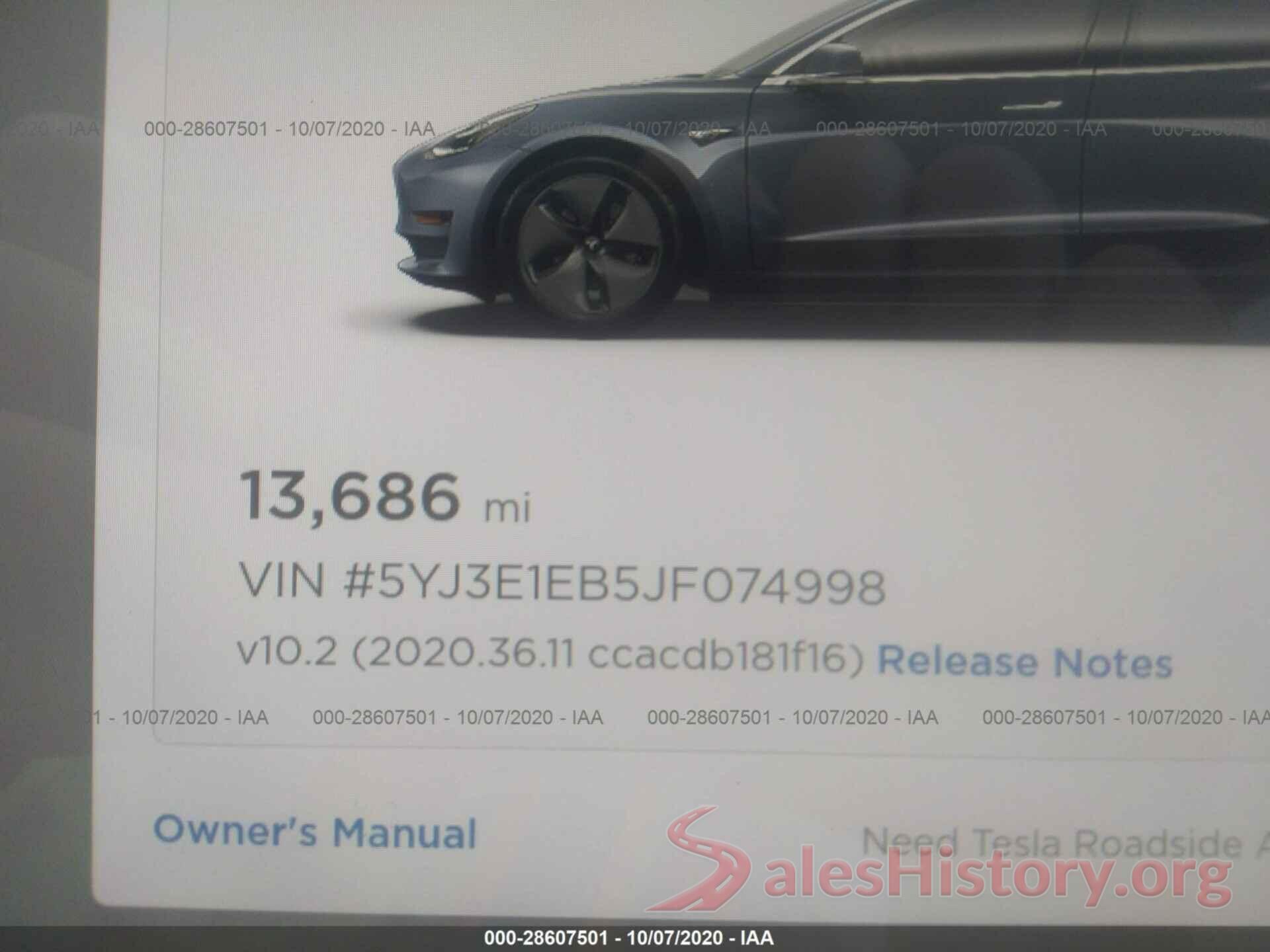 5YJ3E1EB5JF074998 2018 TESLA MODEL 3