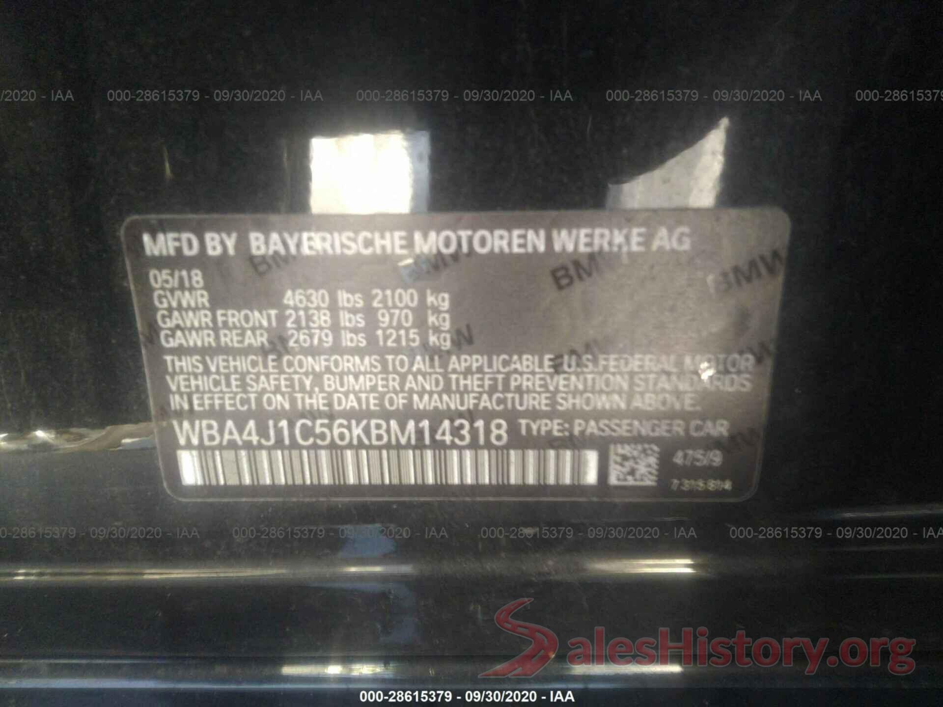 WBA4J1C56KBM14318 2019 BMW 4 SERIES