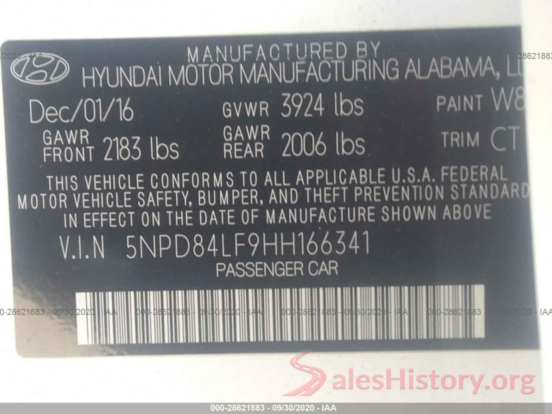 5NPD84LF9HH166341 2017 HYUNDAI ELANTRA