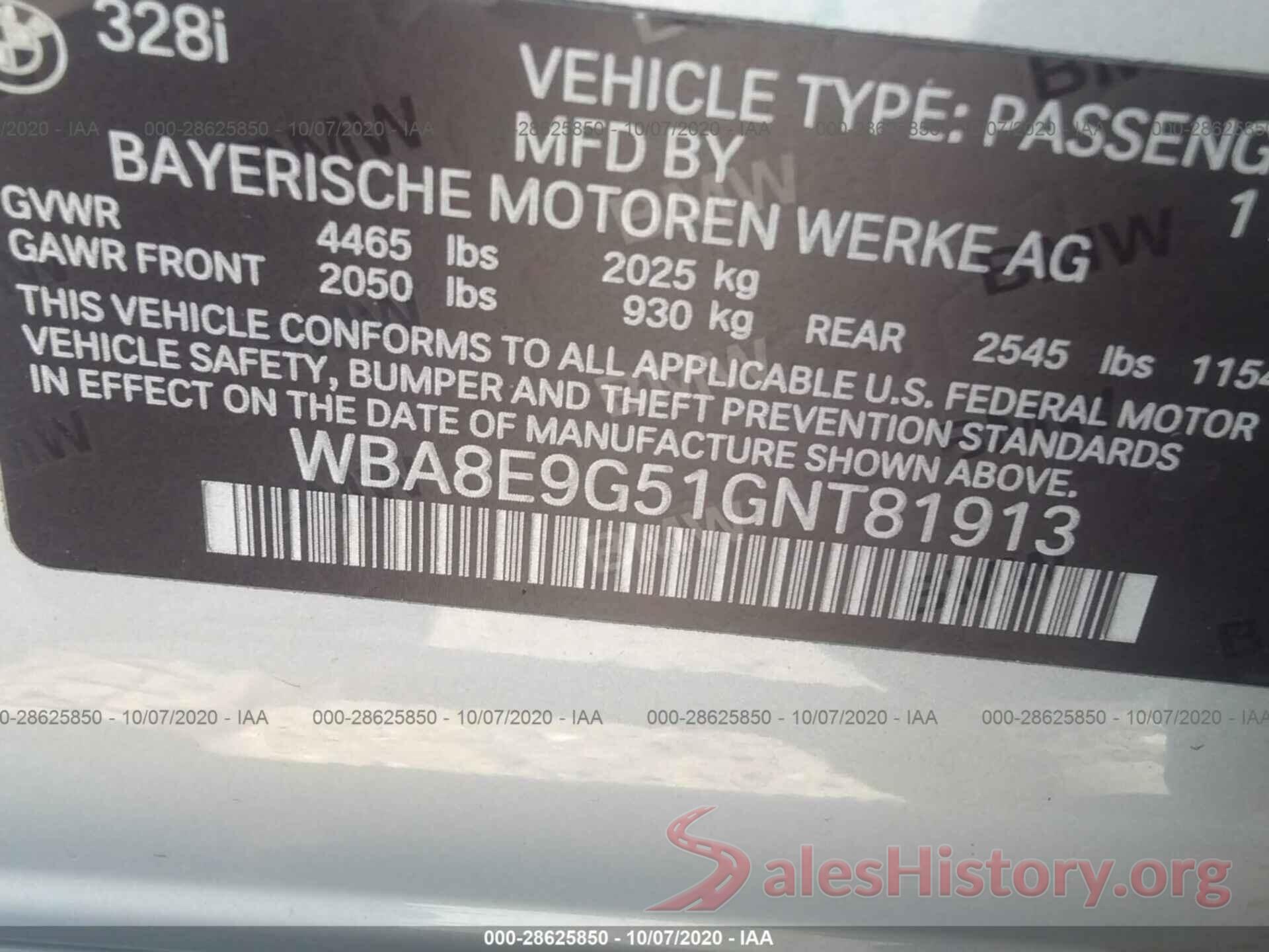 WBA8E9G51GNT81913 2016 BMW 3 SERIES