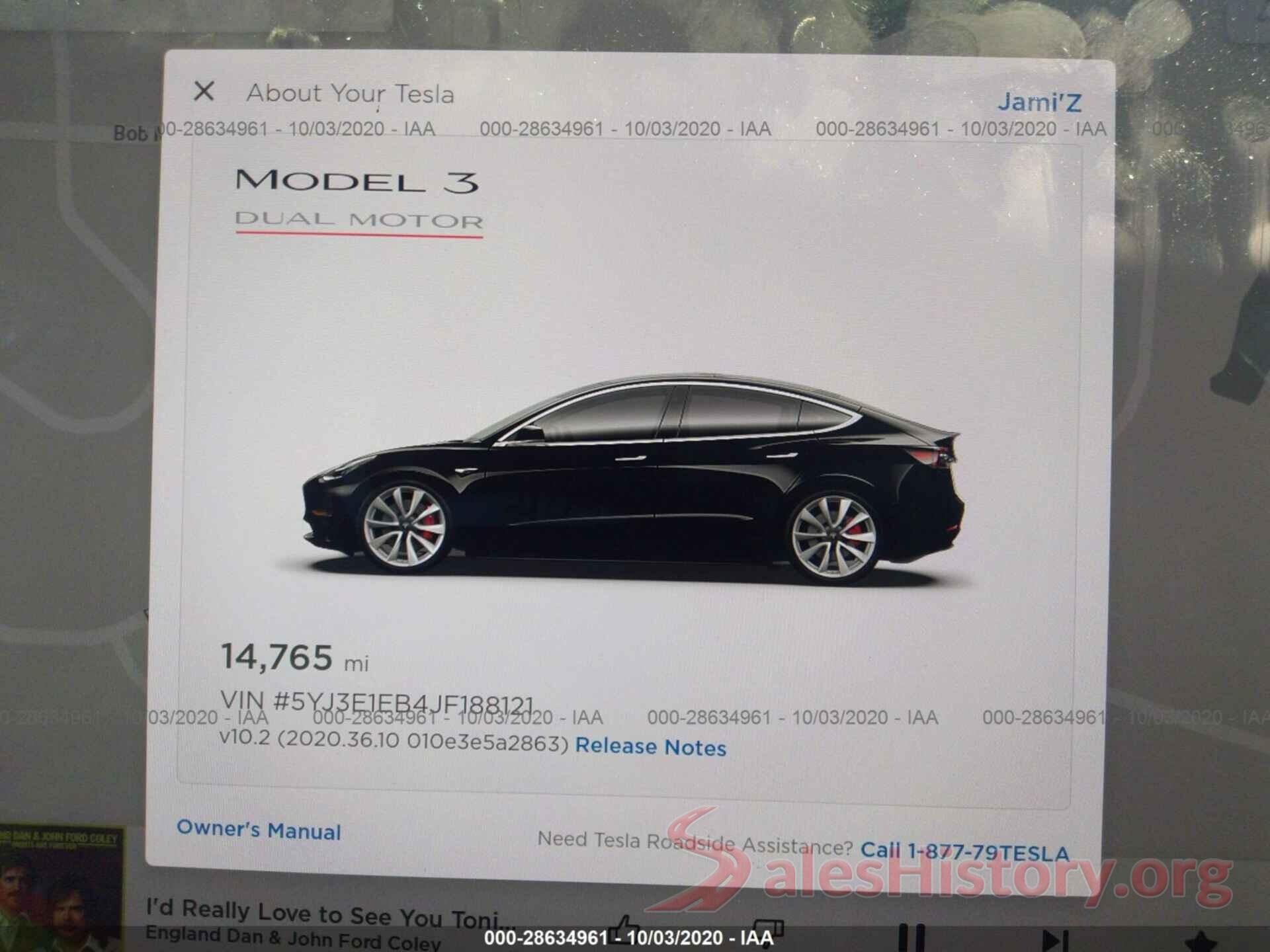 5YJ3E1EB4JF188121 2018 TESLA MODEL 3