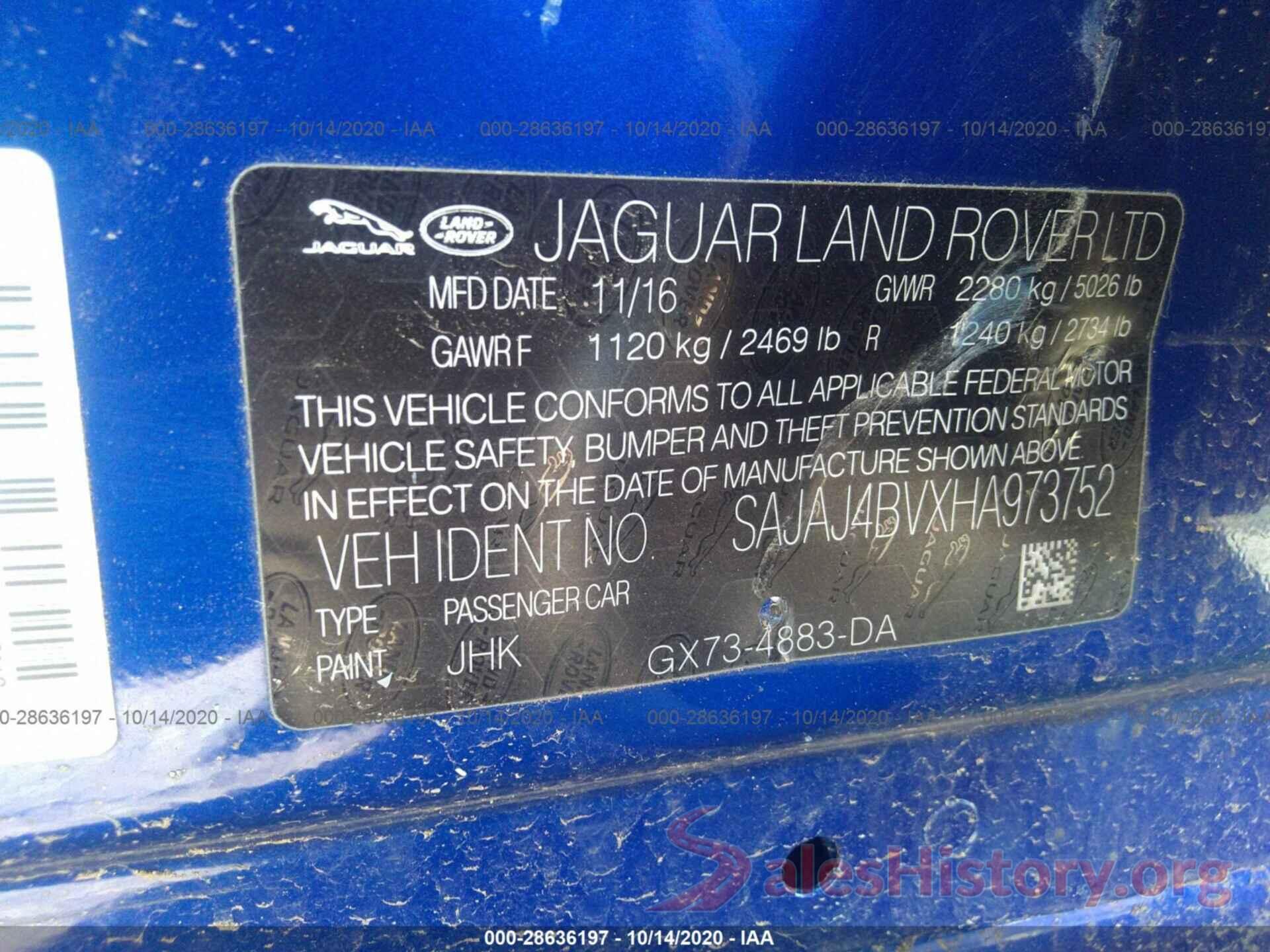 SAJAJ4BVXHA973752 2017 JAGUAR XE