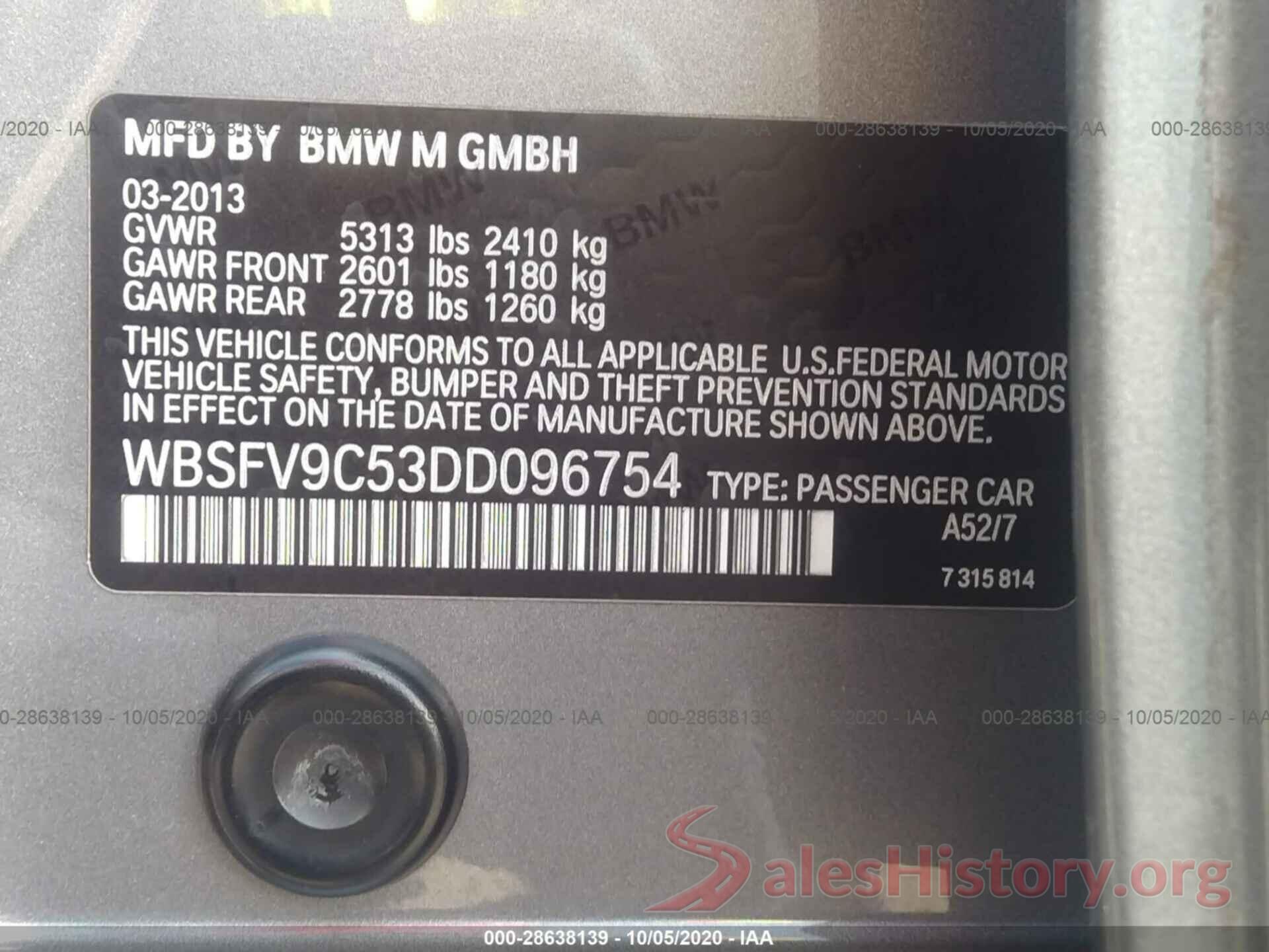 WBSFV9C53DD096754 2013 BMW M5