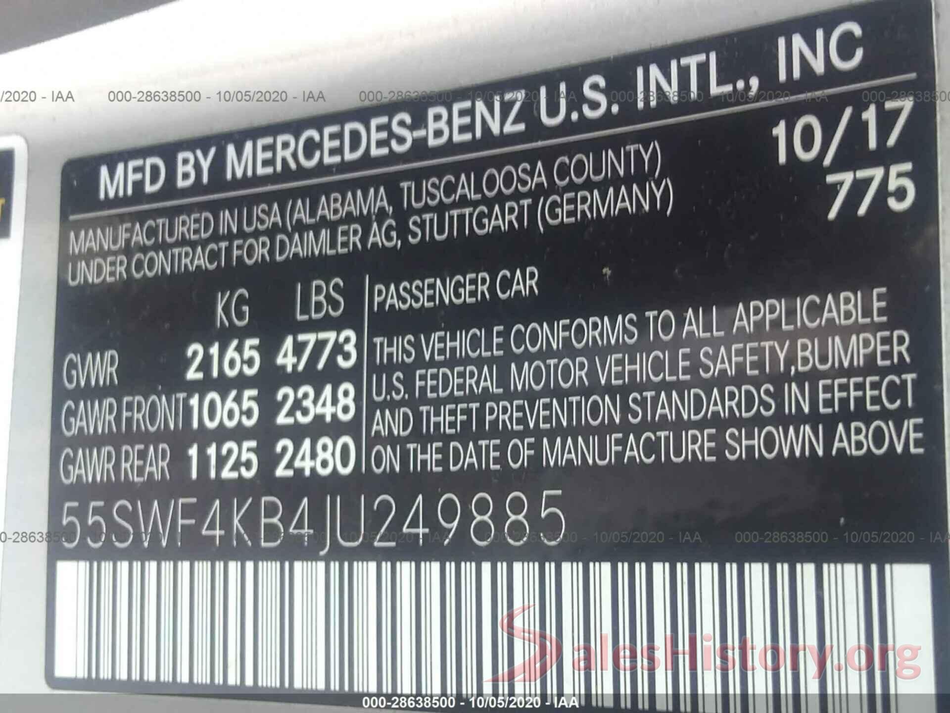 55SWF4KB4JU249885 2018 MERCEDES-BENZ C-CLASS