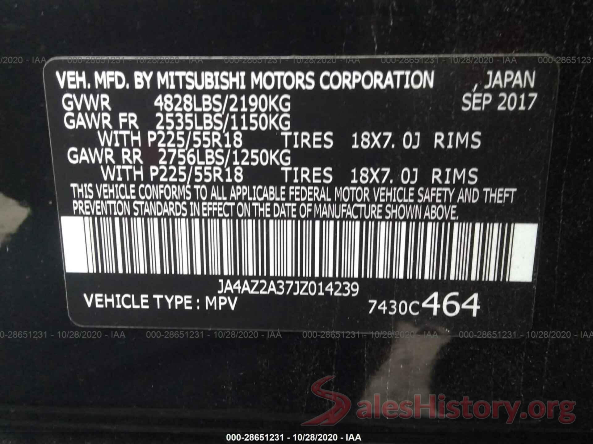 JA4AZ2A37JZ014239 2018 MITSUBISHI OUTLANDER