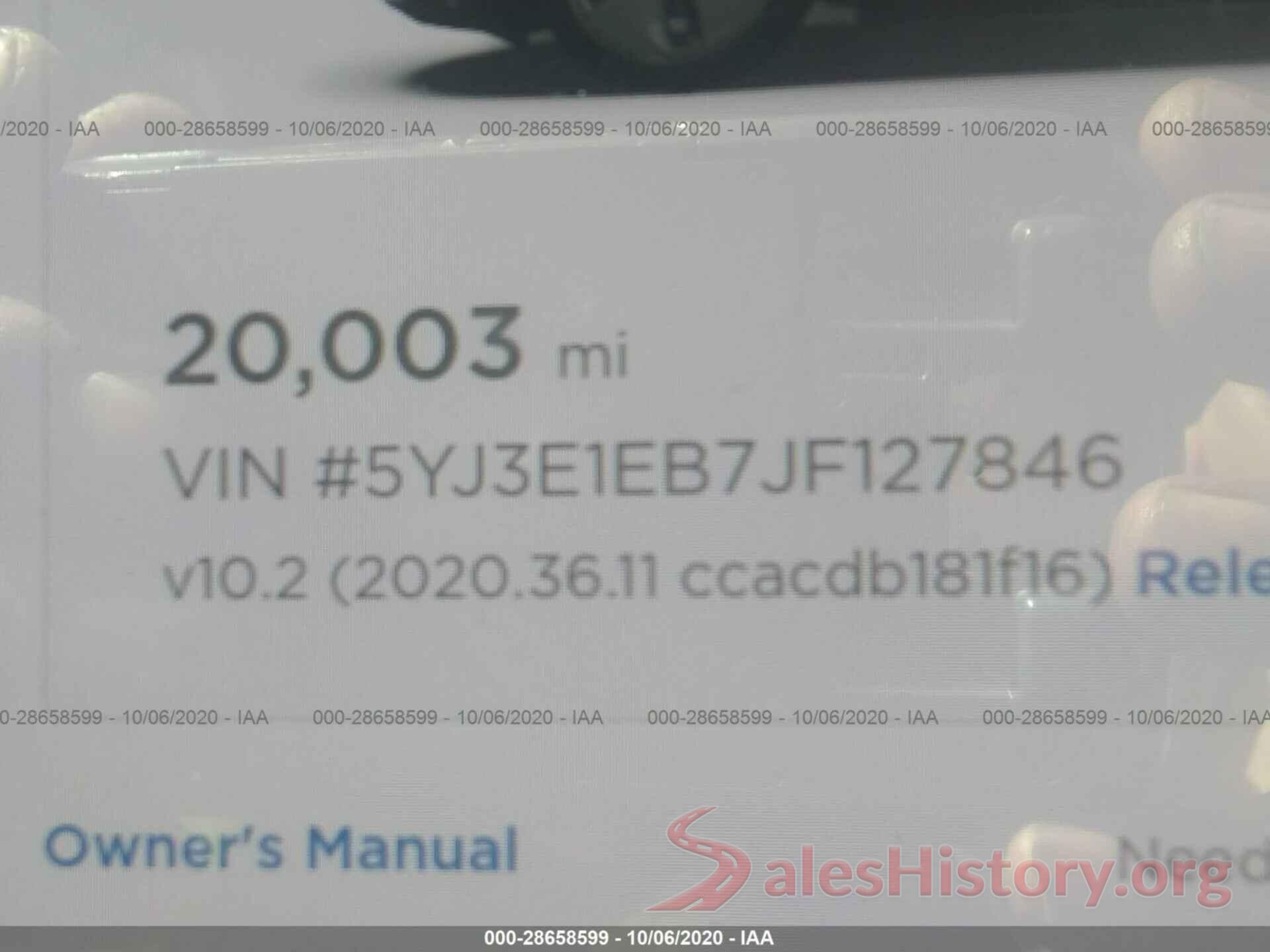 5YJ3E1EB7JF127846 2018 TESLA MODEL 3