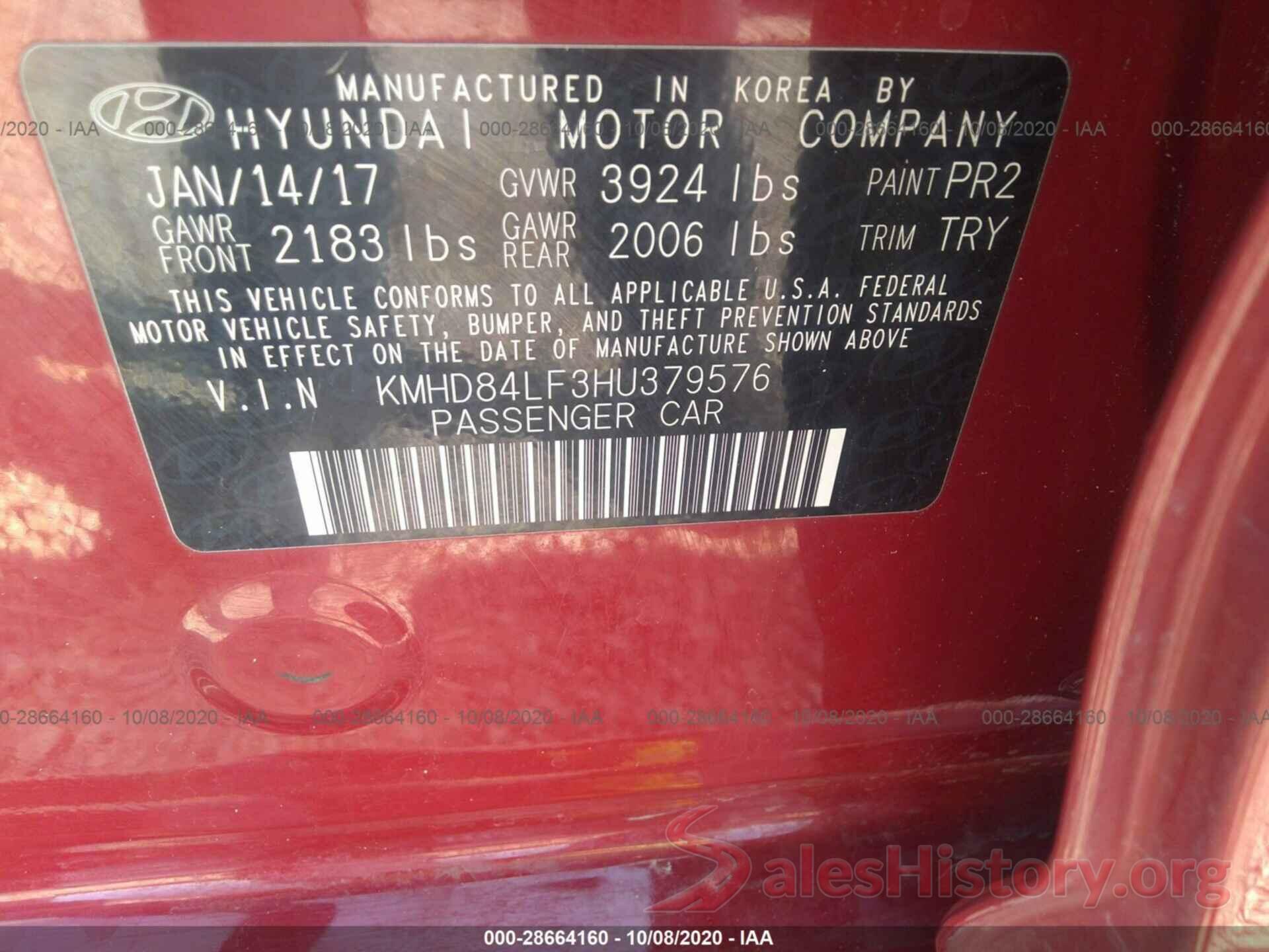 KMHD84LF3HU379576 2017 HYUNDAI ELANTRA