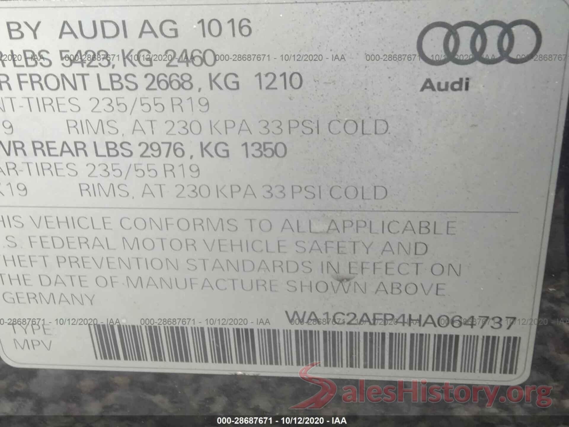 WA1C2AFP4HA064737 2017 AUDI Q5