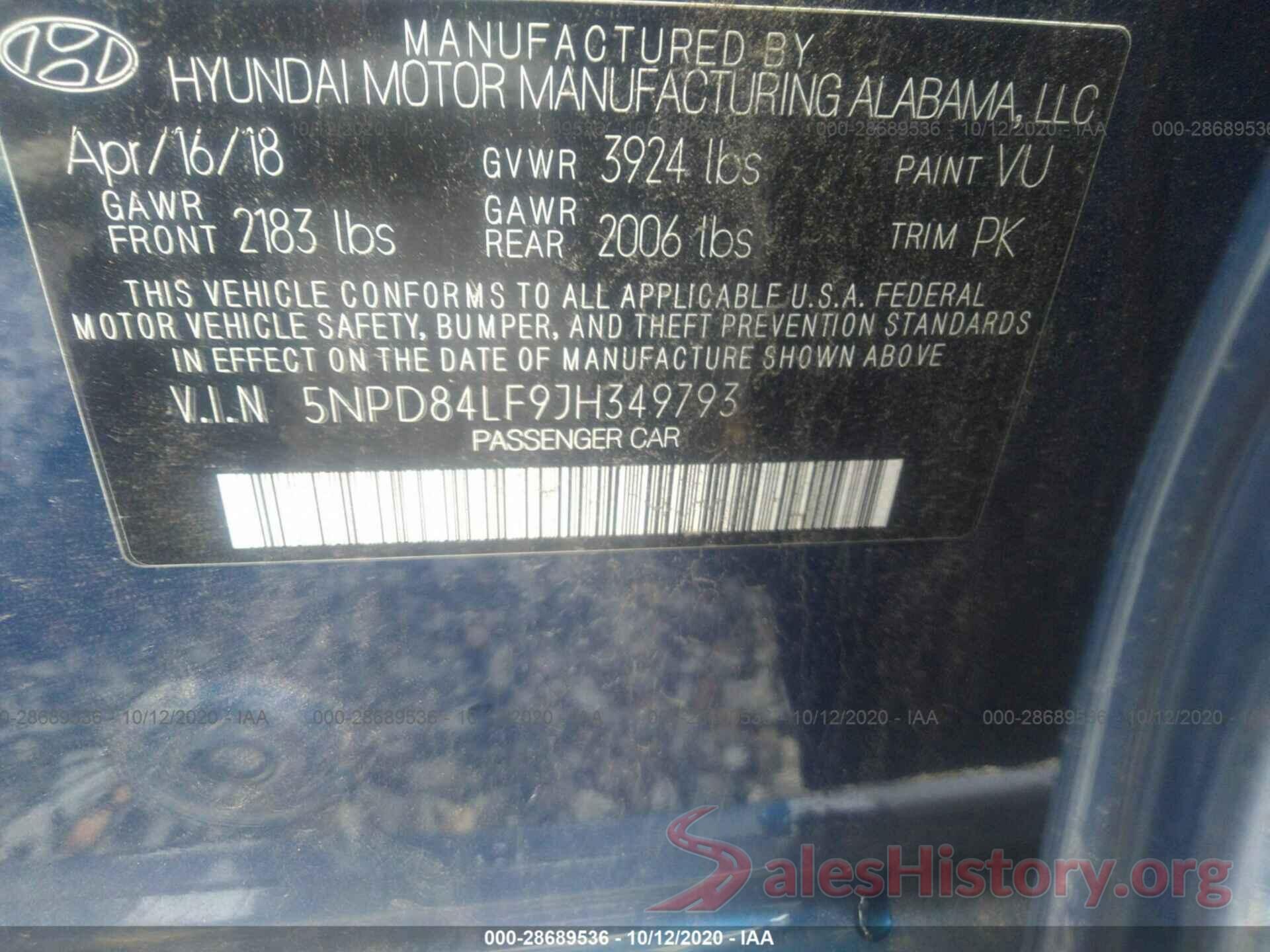 5NPD84LF9JH349793 2018 HYUNDAI ELANTRA