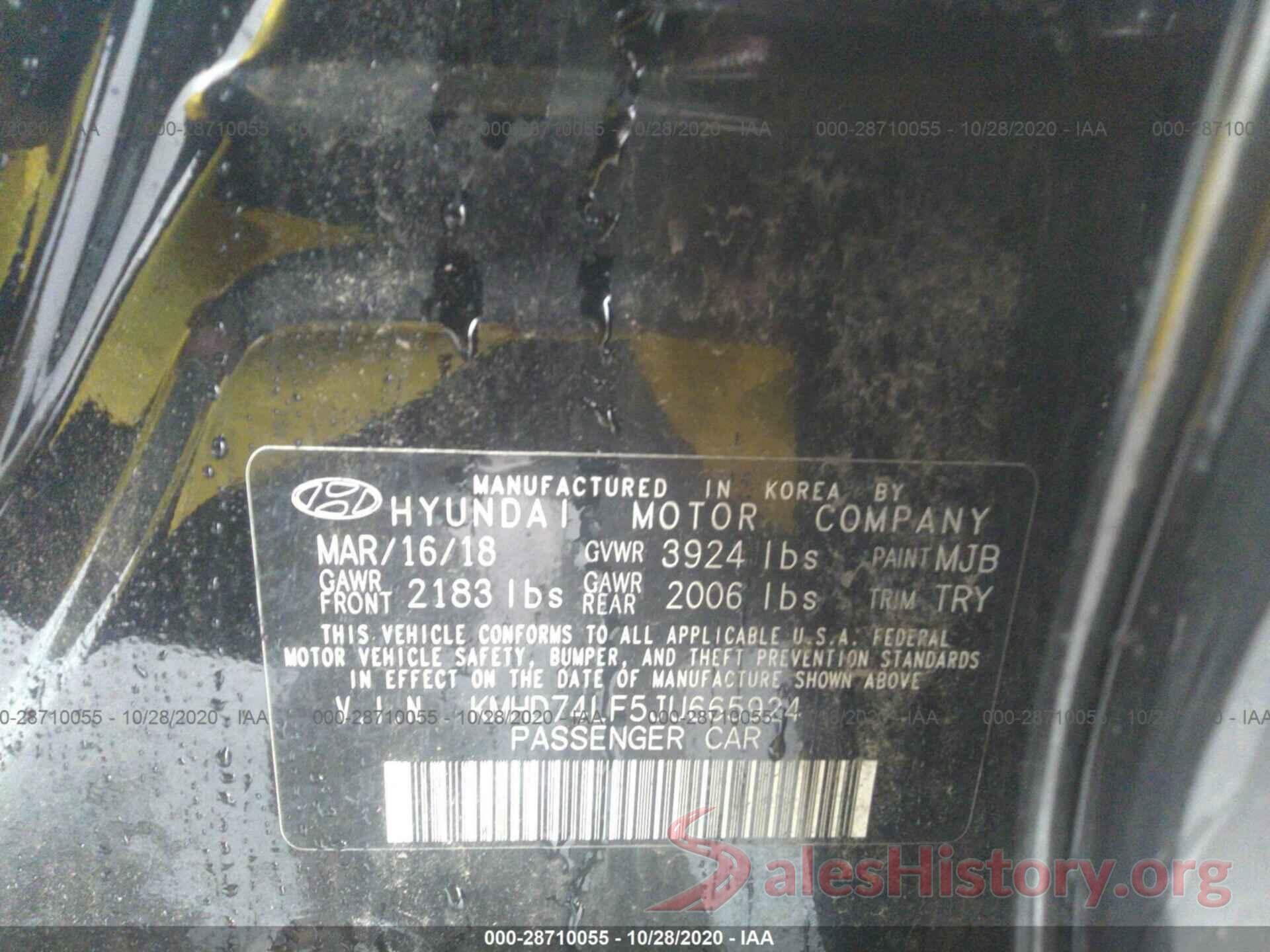 KMHD74LF5JU665924 2018 HYUNDAI ELANTRA