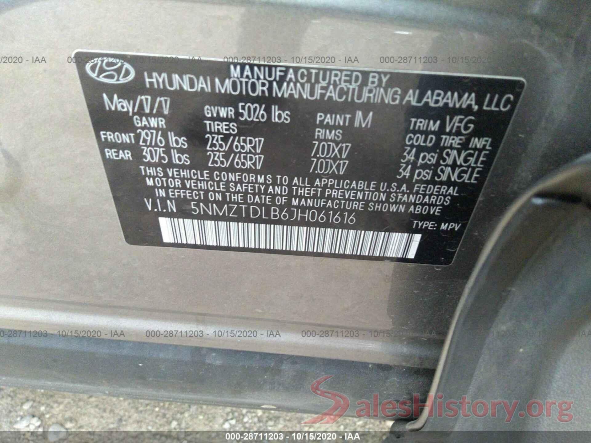 5NMZTDLB6JH061616 2018 HYUNDAI SANTA FE SPORT